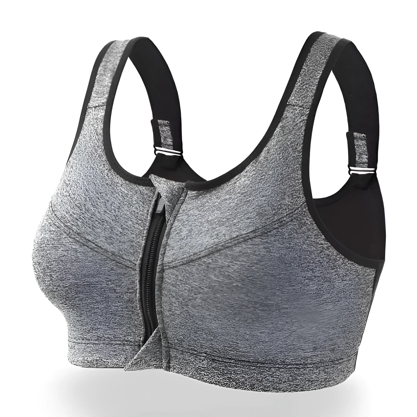 Grigio Reggiseno Sportivo Taglie Forti con Chiusura a Zip