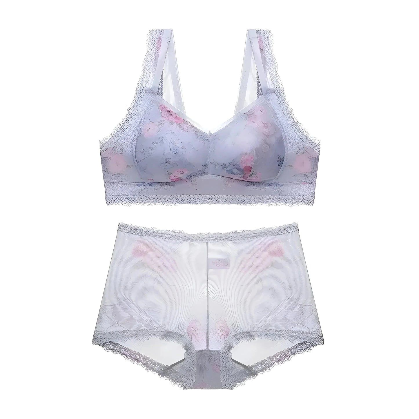 Grigio Set di Lingerie in Pizzo Rosa