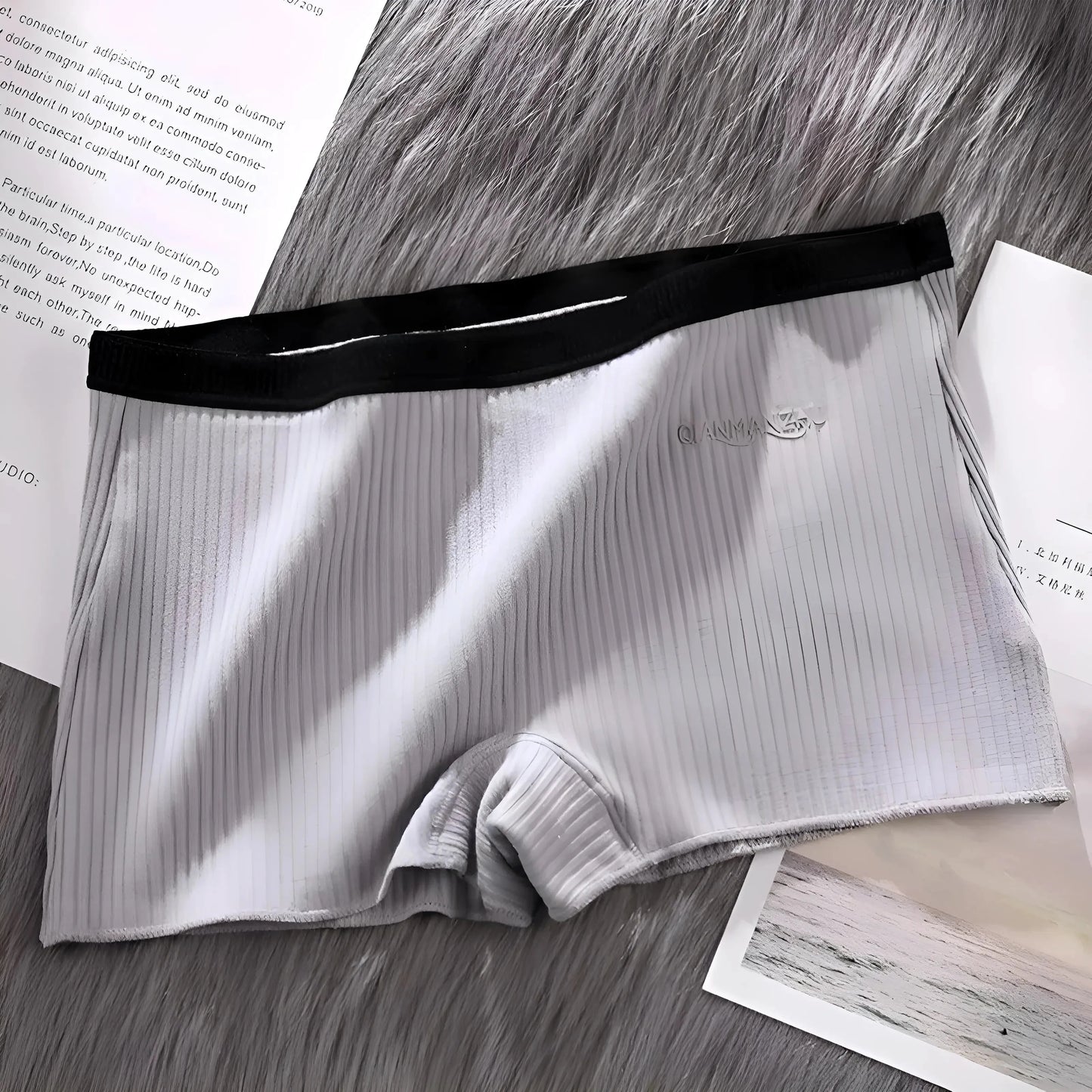 Grigio Boxer da donna con rifiniture decorative