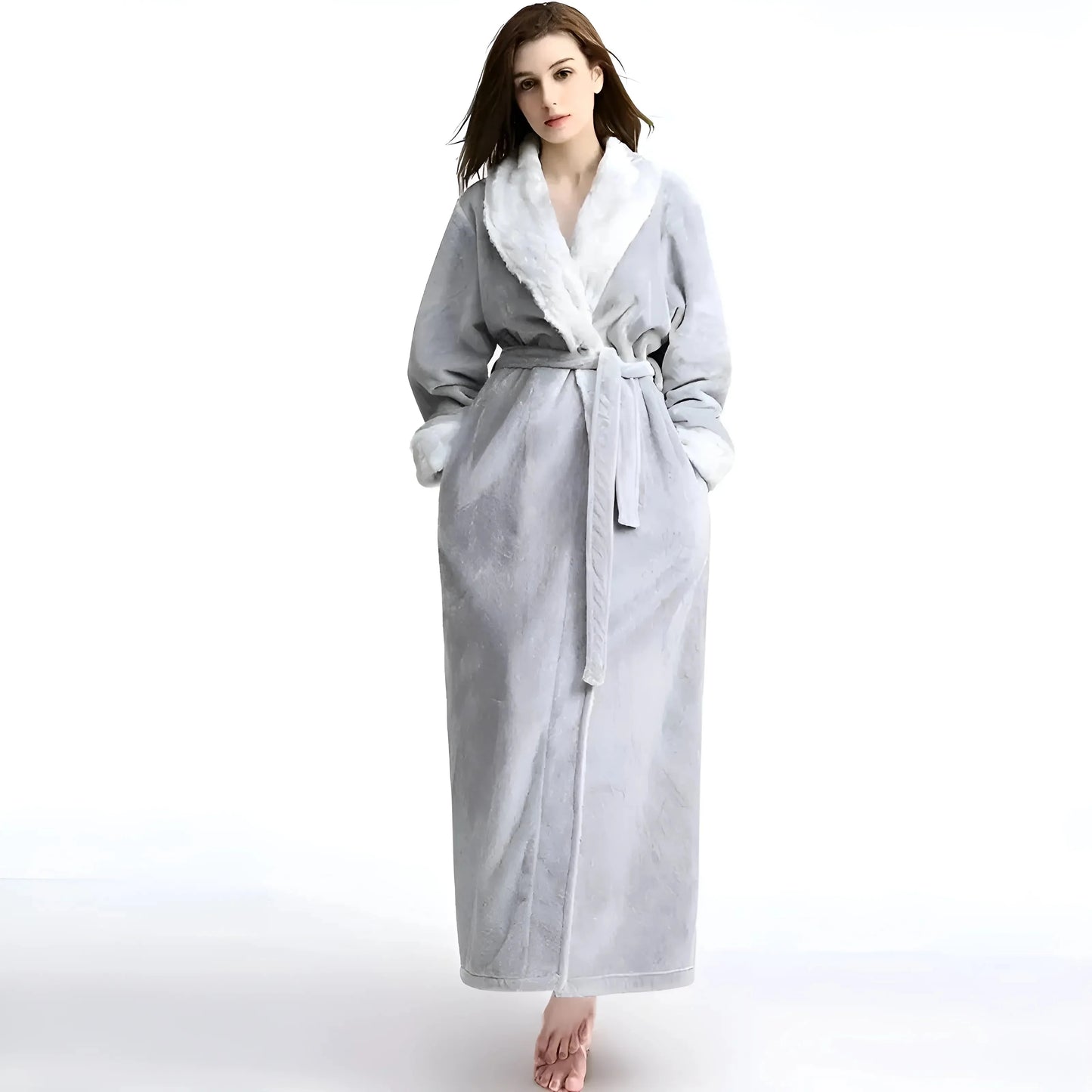 Grigio Accappatoio lungo da donna