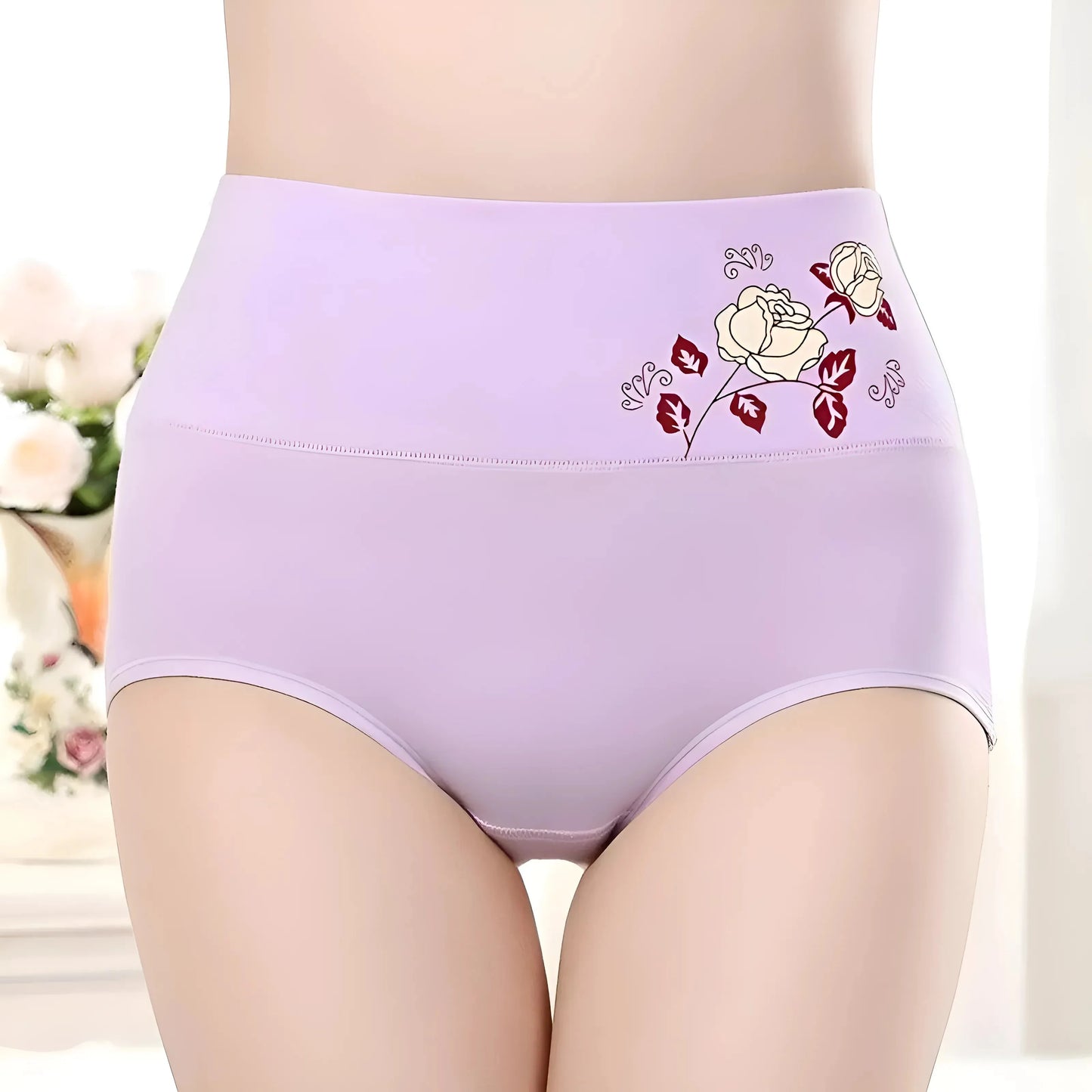 Mutandine a vita alta con rosa decorativa