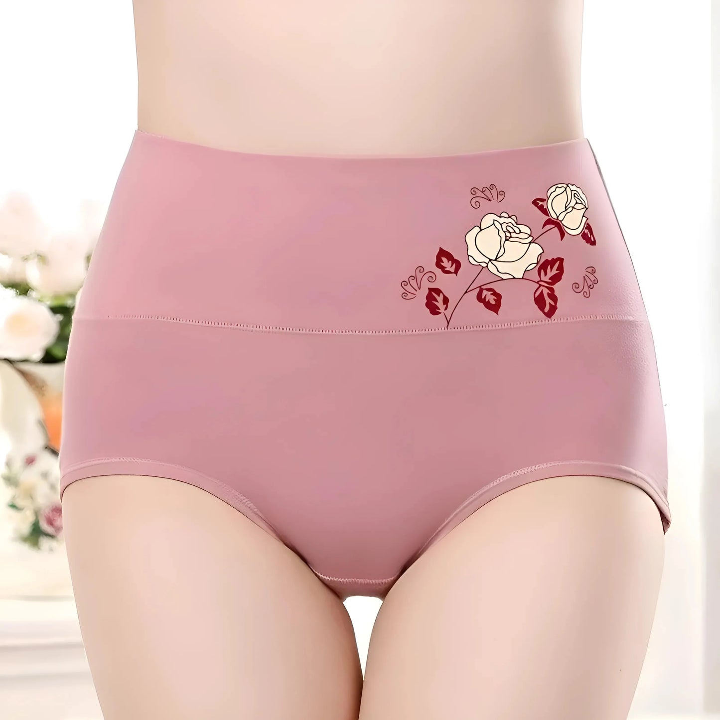 Mutandine a vita alta con rosa decorativa