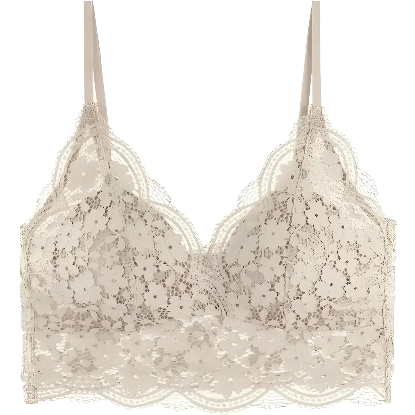 Kaki Bralette in pizzo con spalline sottili