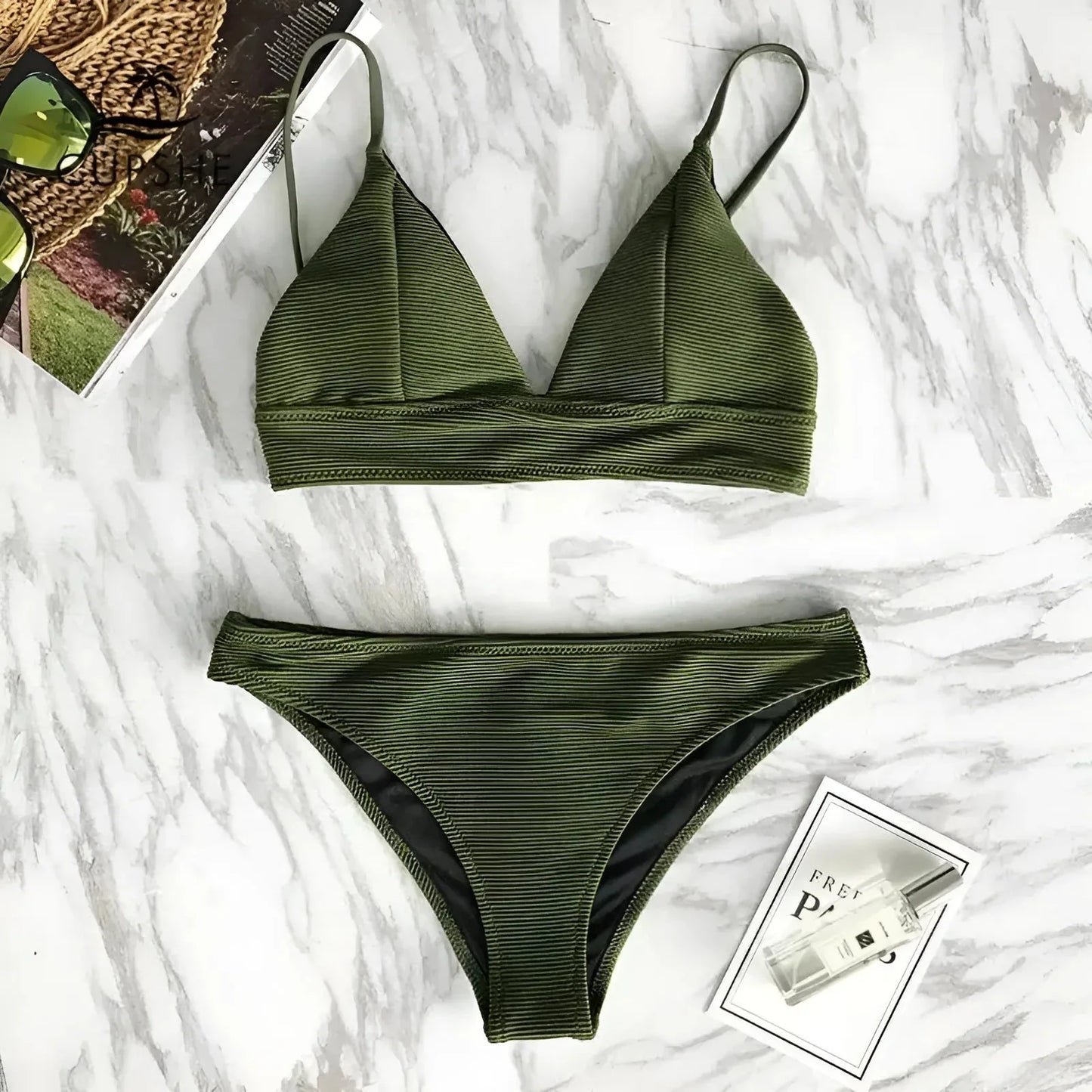 Set bikini due pezzi khaki