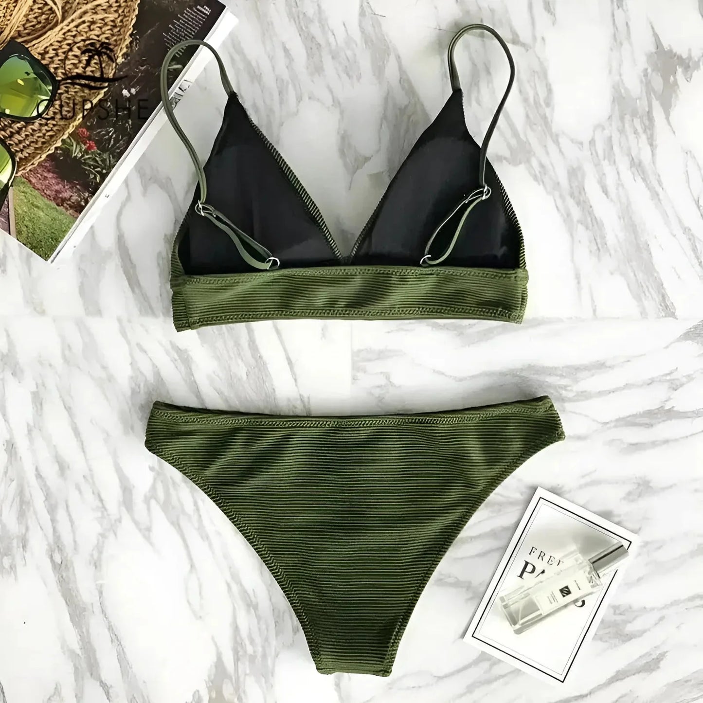 Set bikini due pezzi khaki
