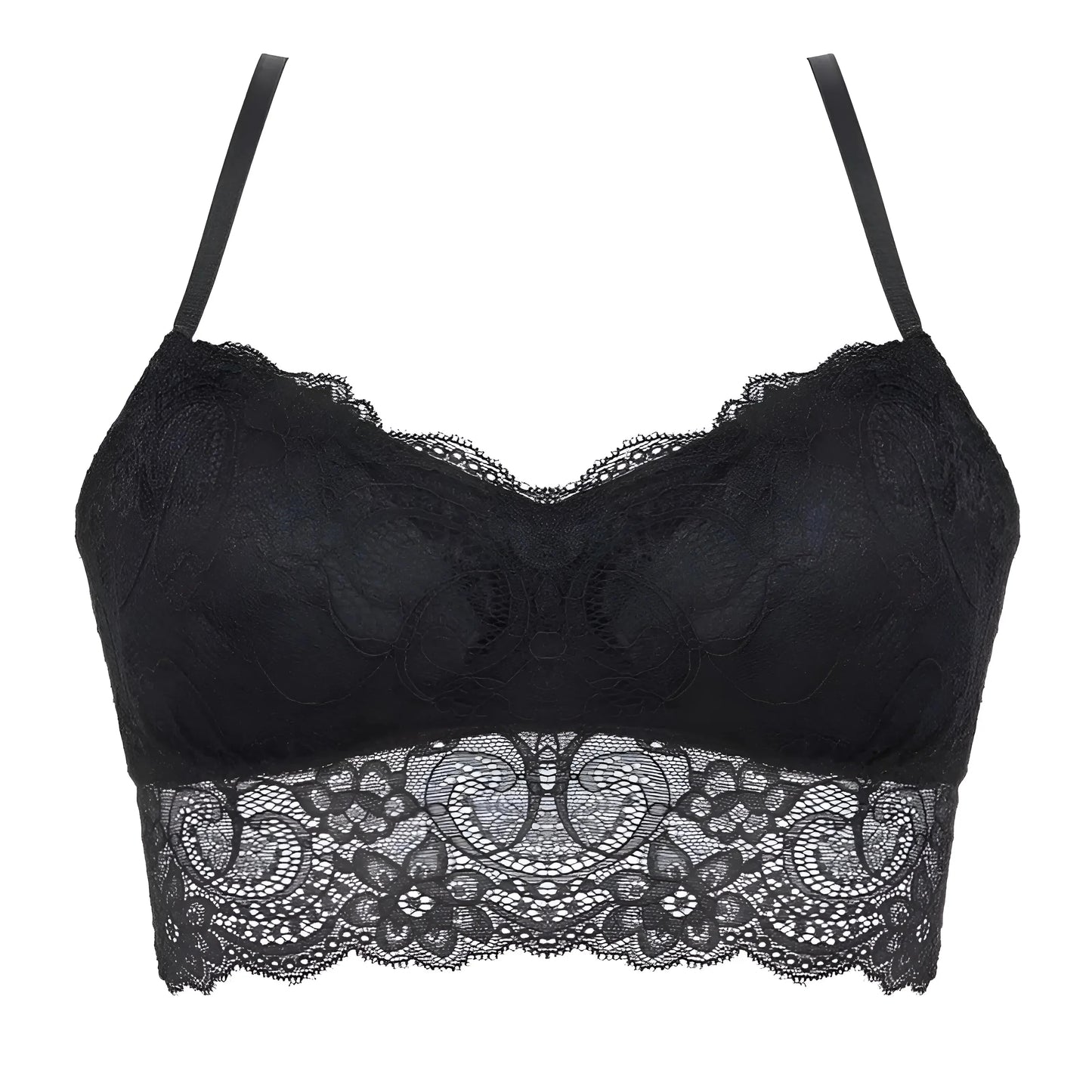Reggiseno in pizzo con bordo arricciato