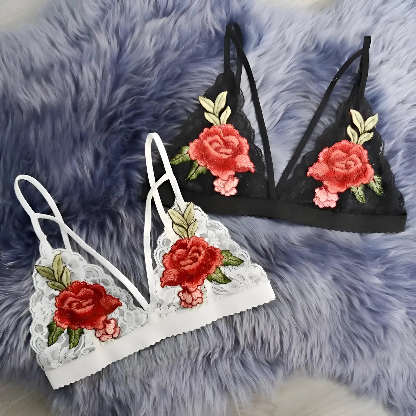 Bralette in pizzo con design floreale