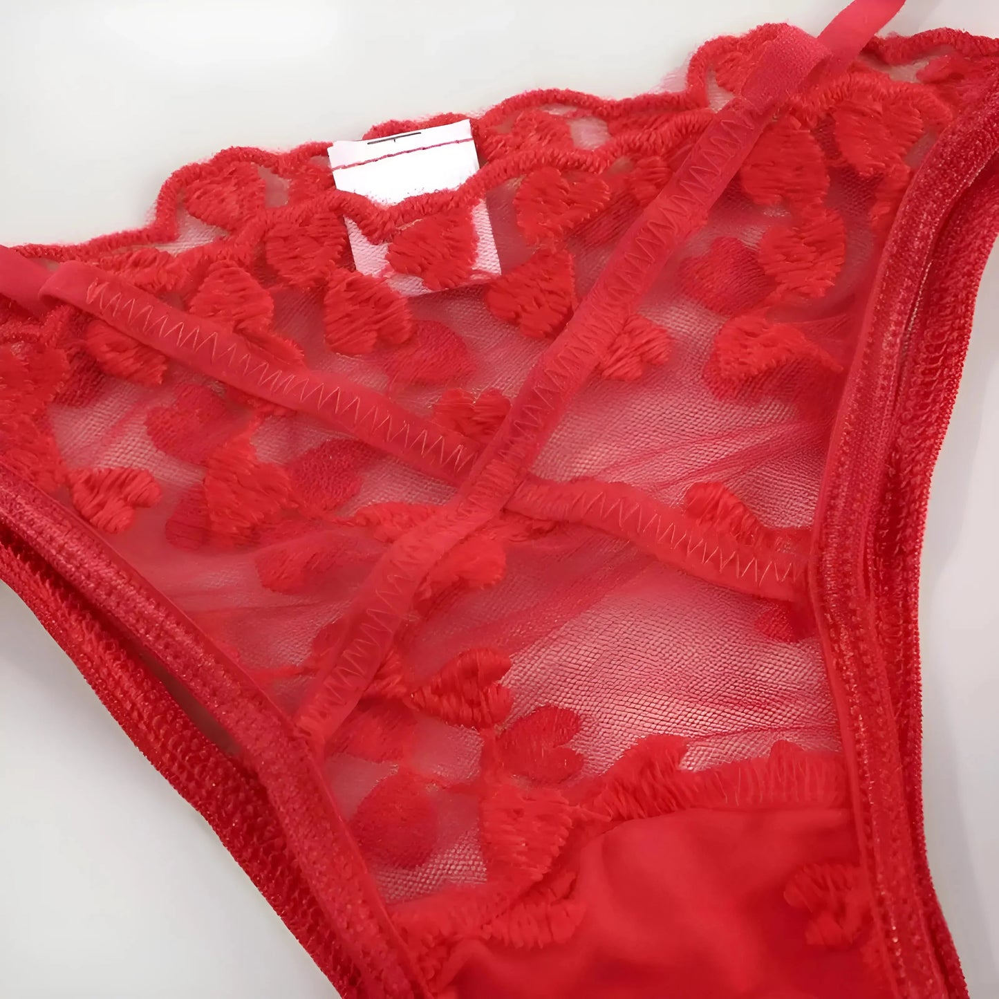 Set di Lingerie con Stampa Cuore in Pizzo