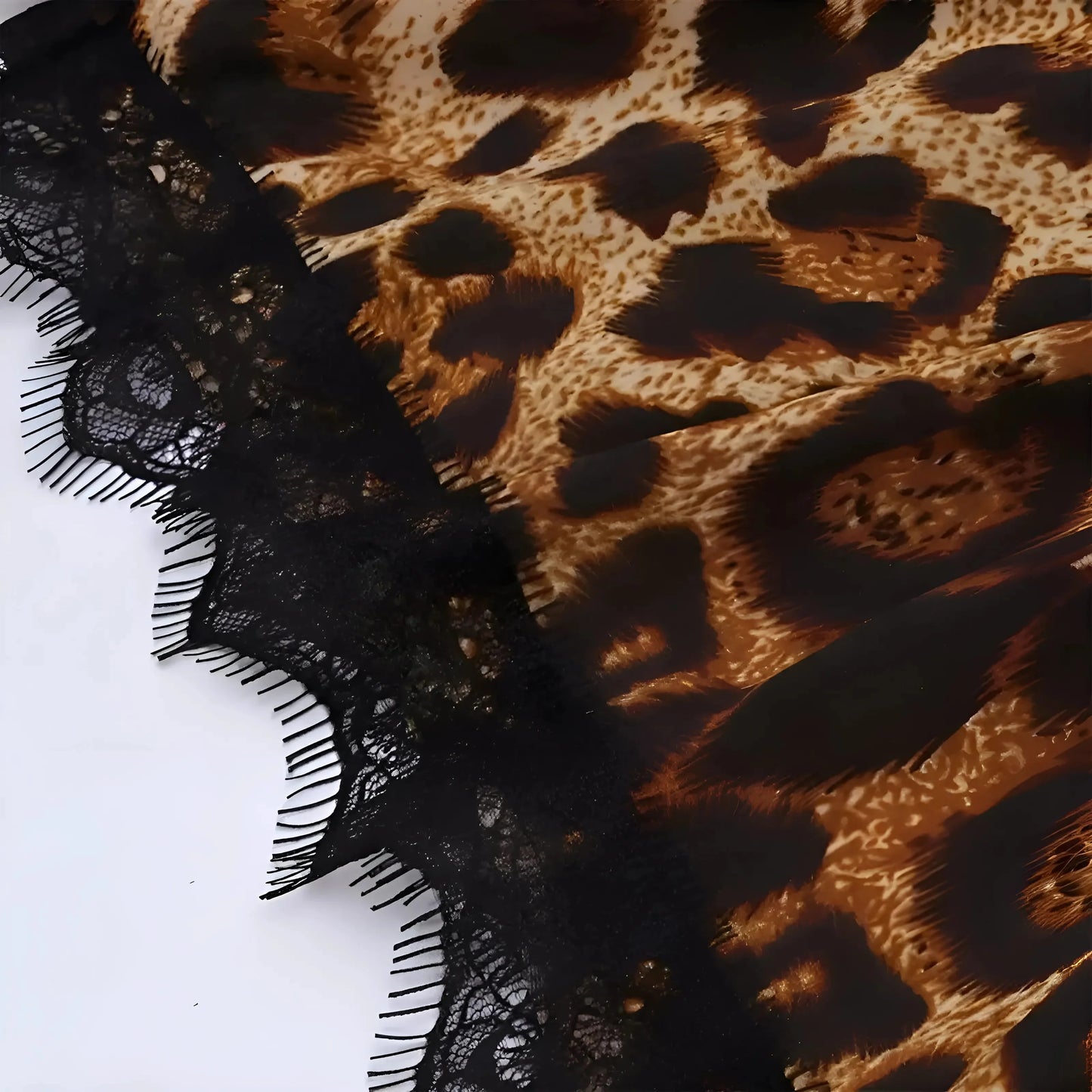 Tuta Pigiama con Stampa Leopardo in Pizzo