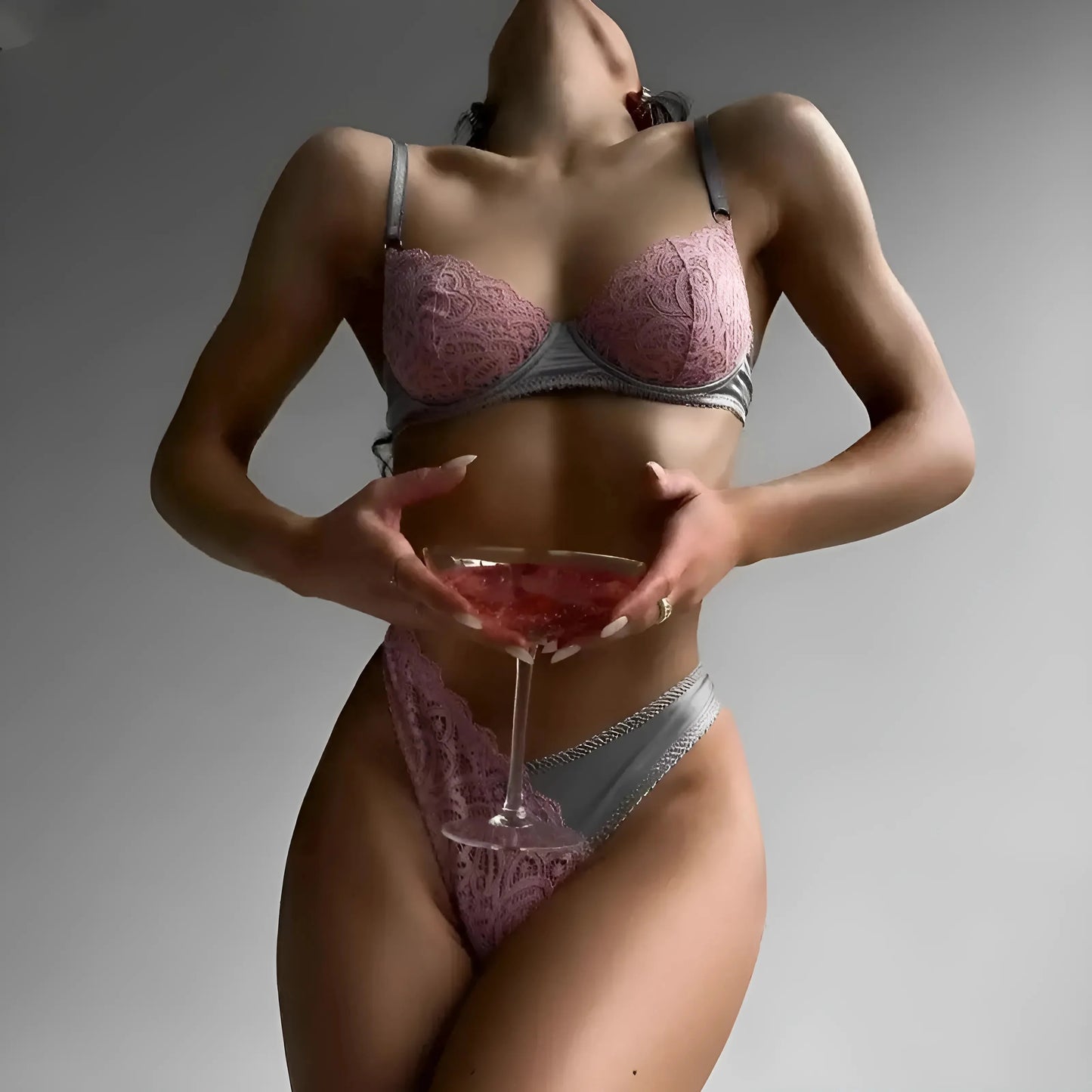 Set di Lingerie in Pizzo in Materiali Misti