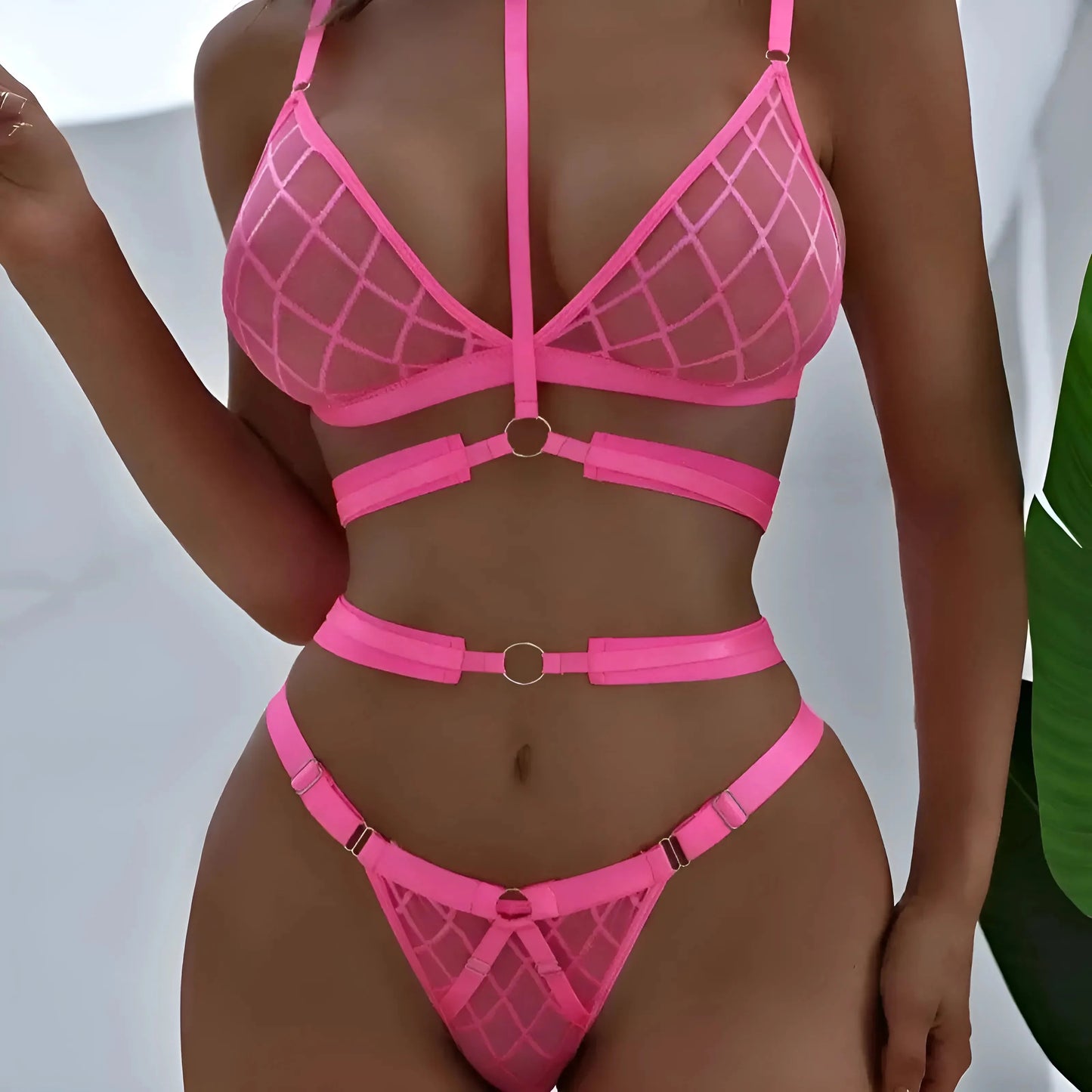 Set di Lingerie in Pizzo con Cinghie