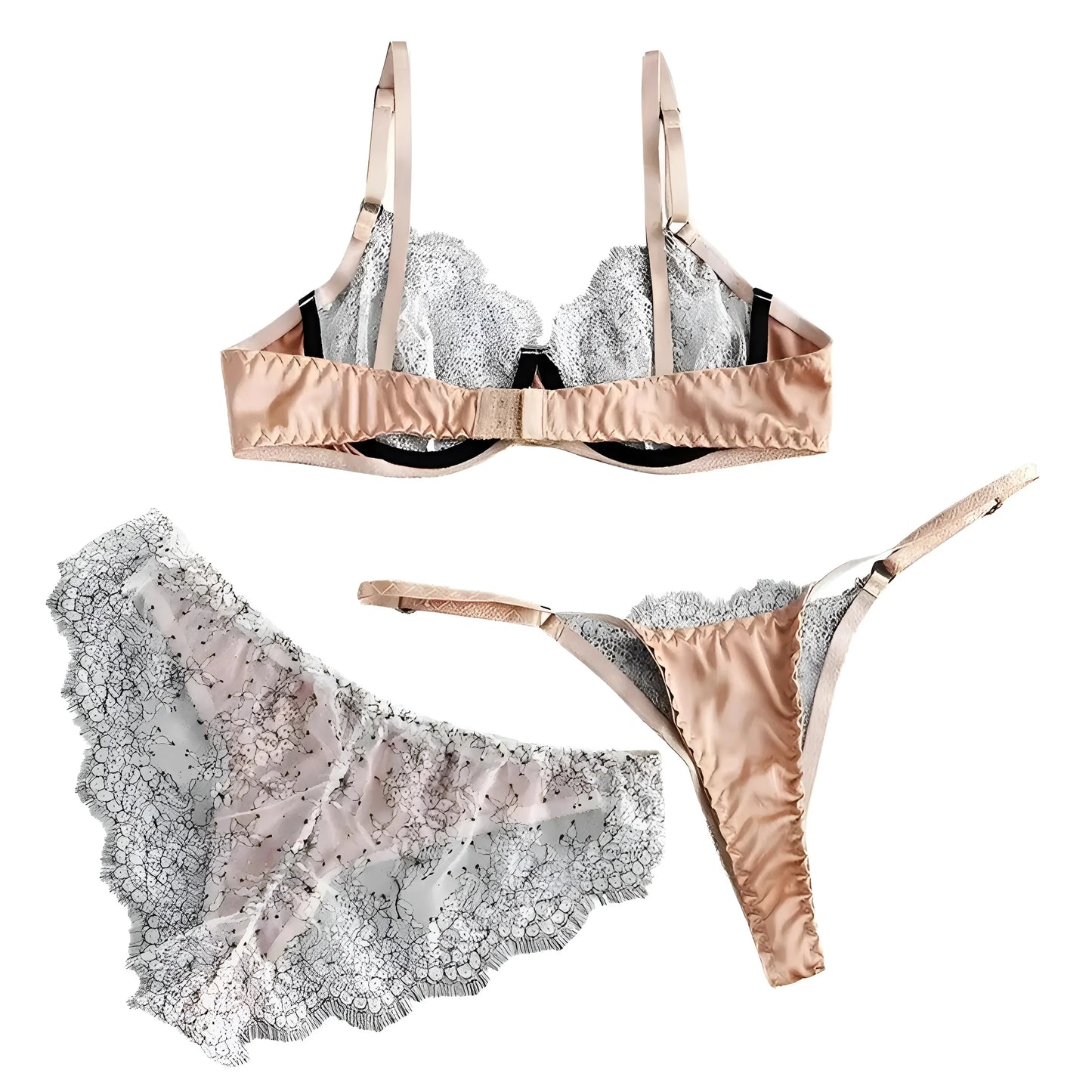 Set di Lingerie in Pizzo con Due Stili di Culotte