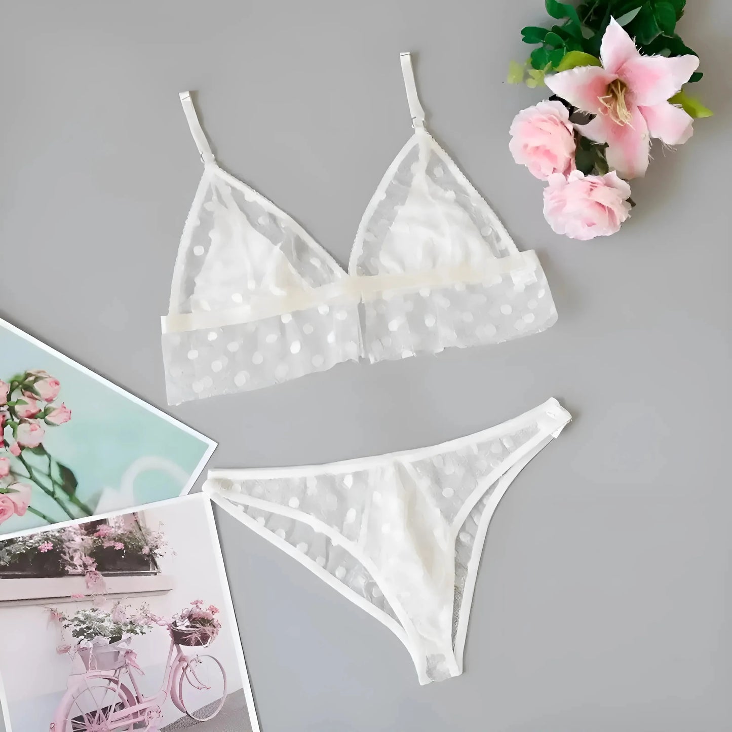 Set di Lingerie in Pizzo a Pois
