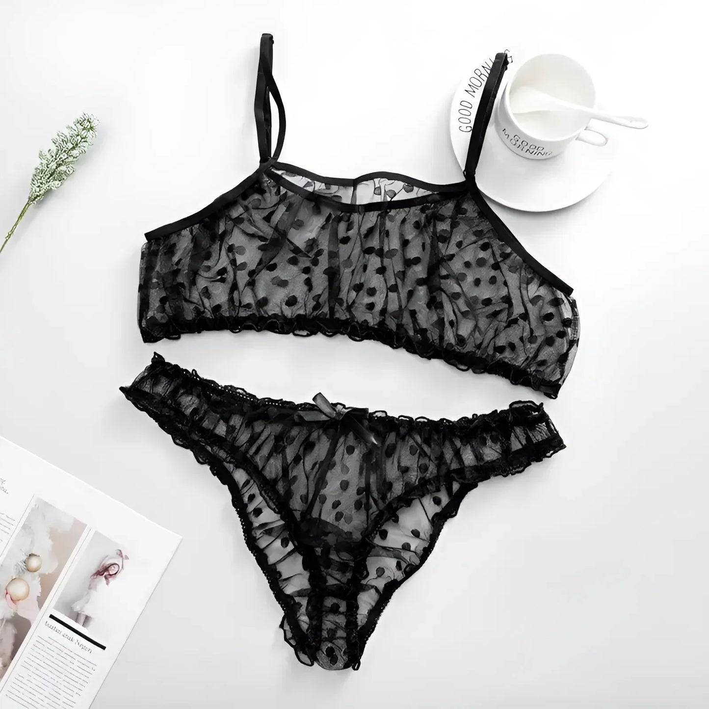 Set di Lingerie in Pizzo a Pois