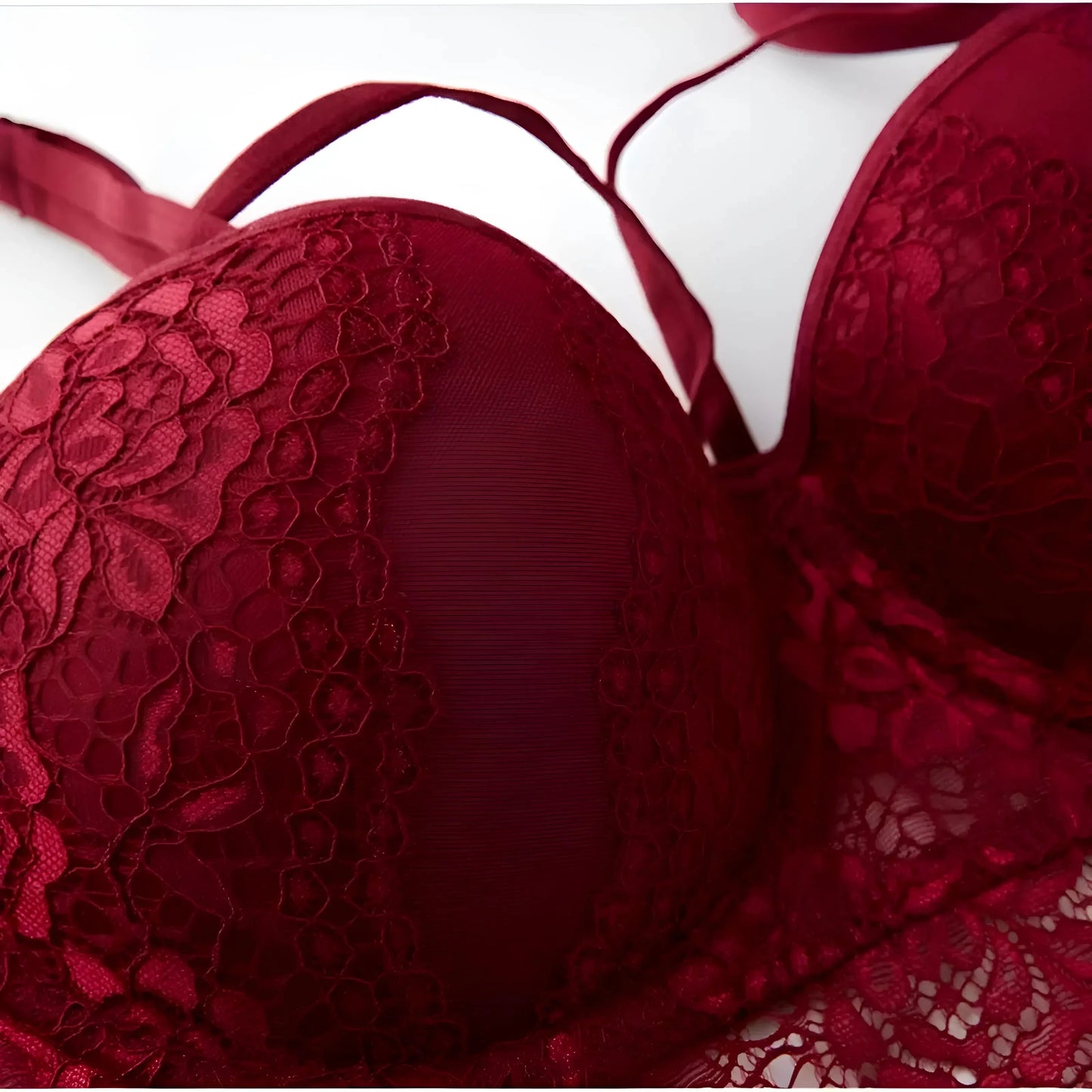 Reggiseno Push-Up in Pizzo con Spalline Decorative