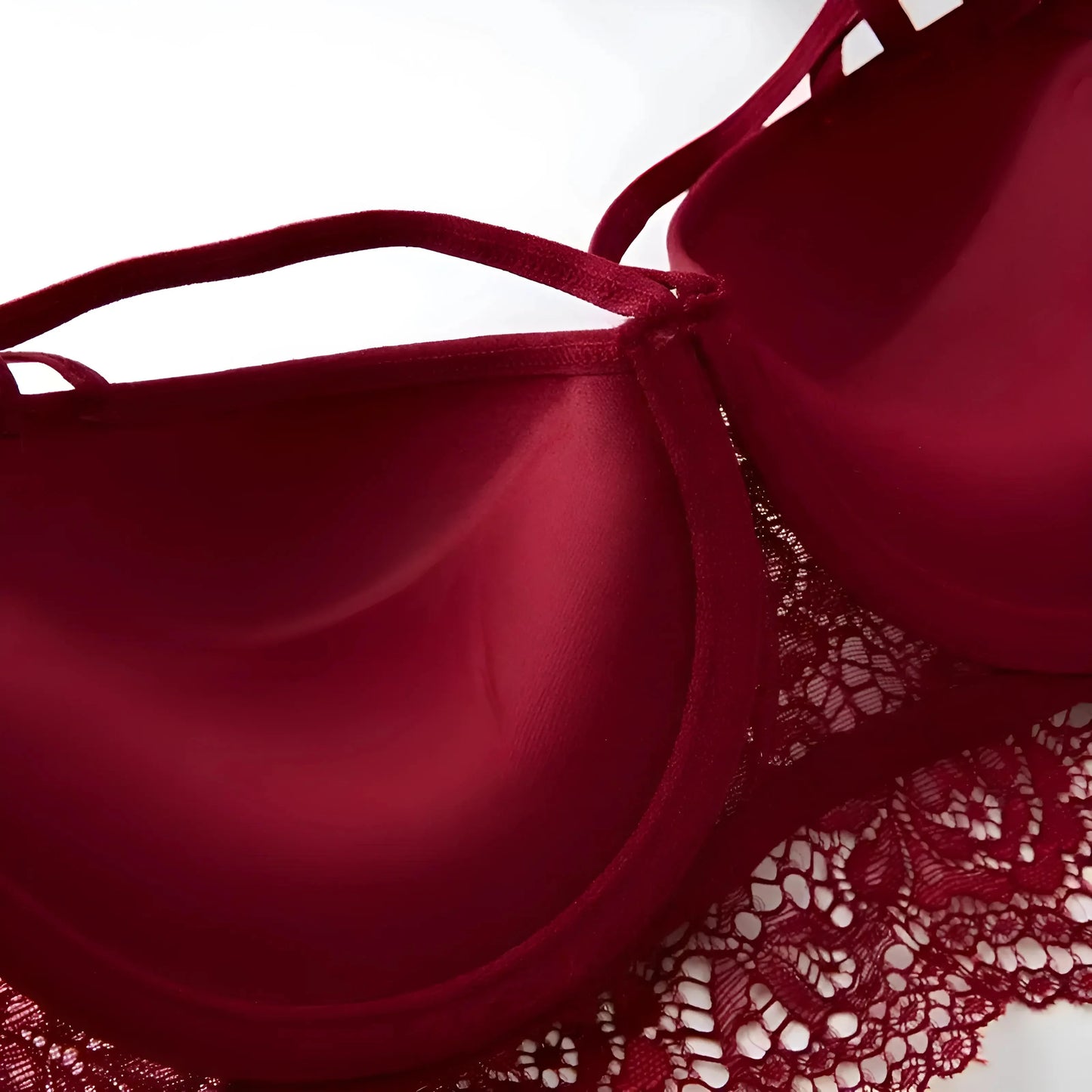 Reggiseno Push-Up in Pizzo con Spalline Decorative