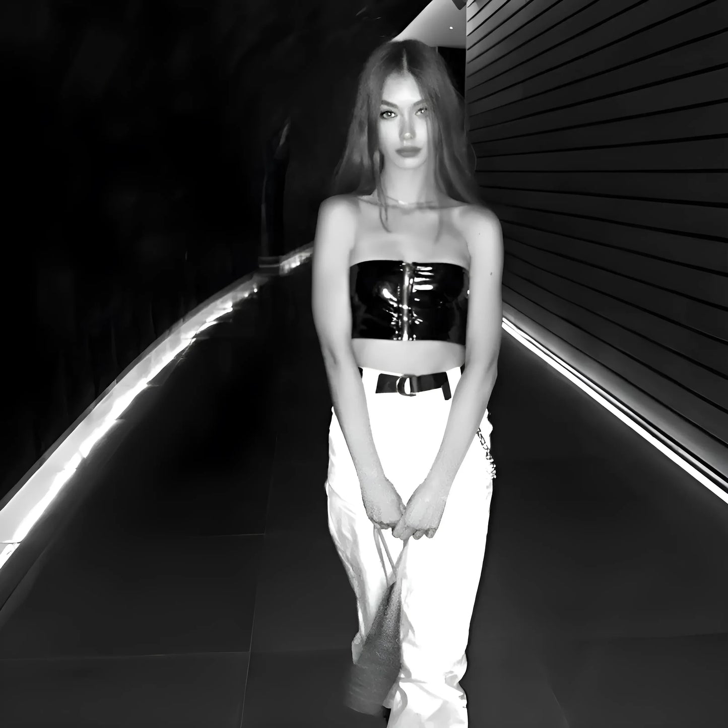 Reggiseno Bandeau in Lattice con Chiusura a Zip