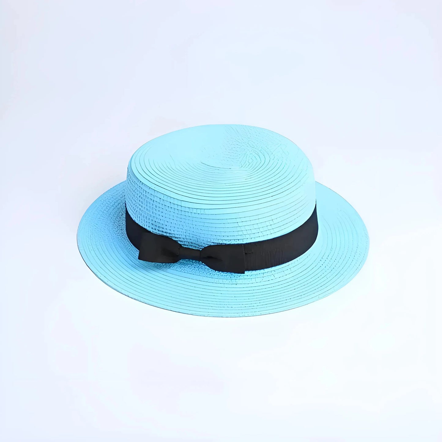 Azzurro Cappello da spiaggia con nastro nero