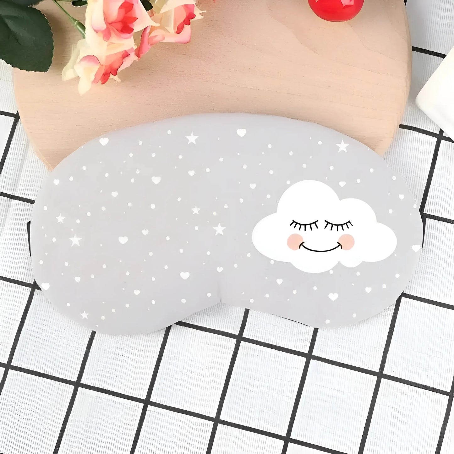 Grigio Chiaro Maschera per gli occhi con motivi delicati