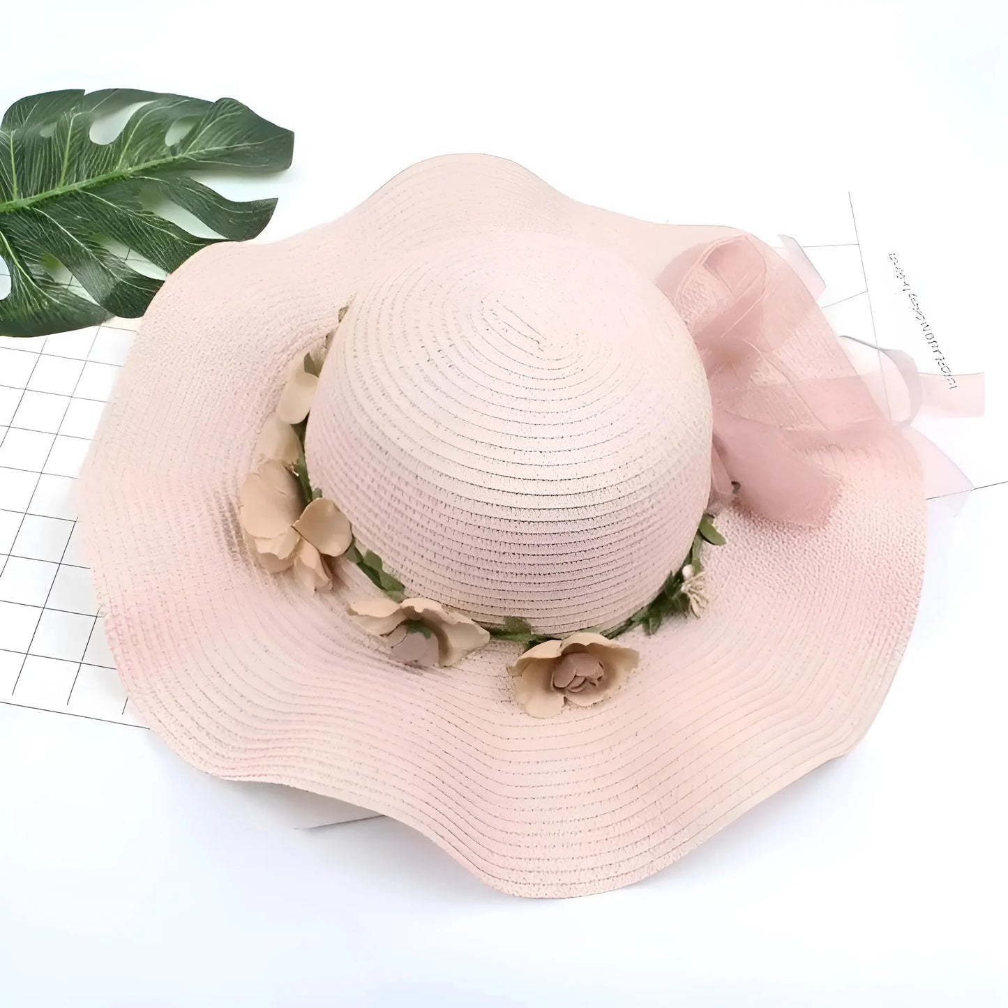Rosa Chiaro Cappello da Spiaggia Floreale