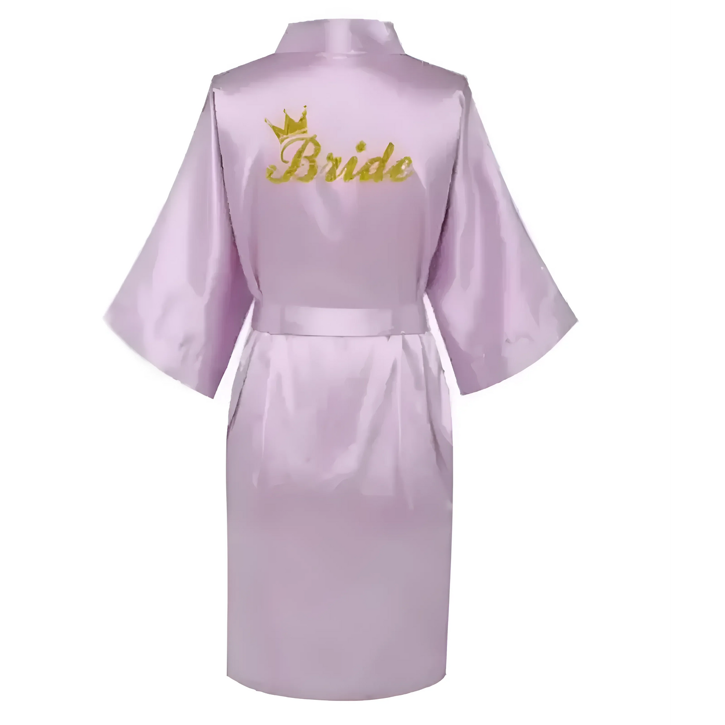 Viola Chiaro Accappatoio da sposa in satin con ricamo "Sposa"