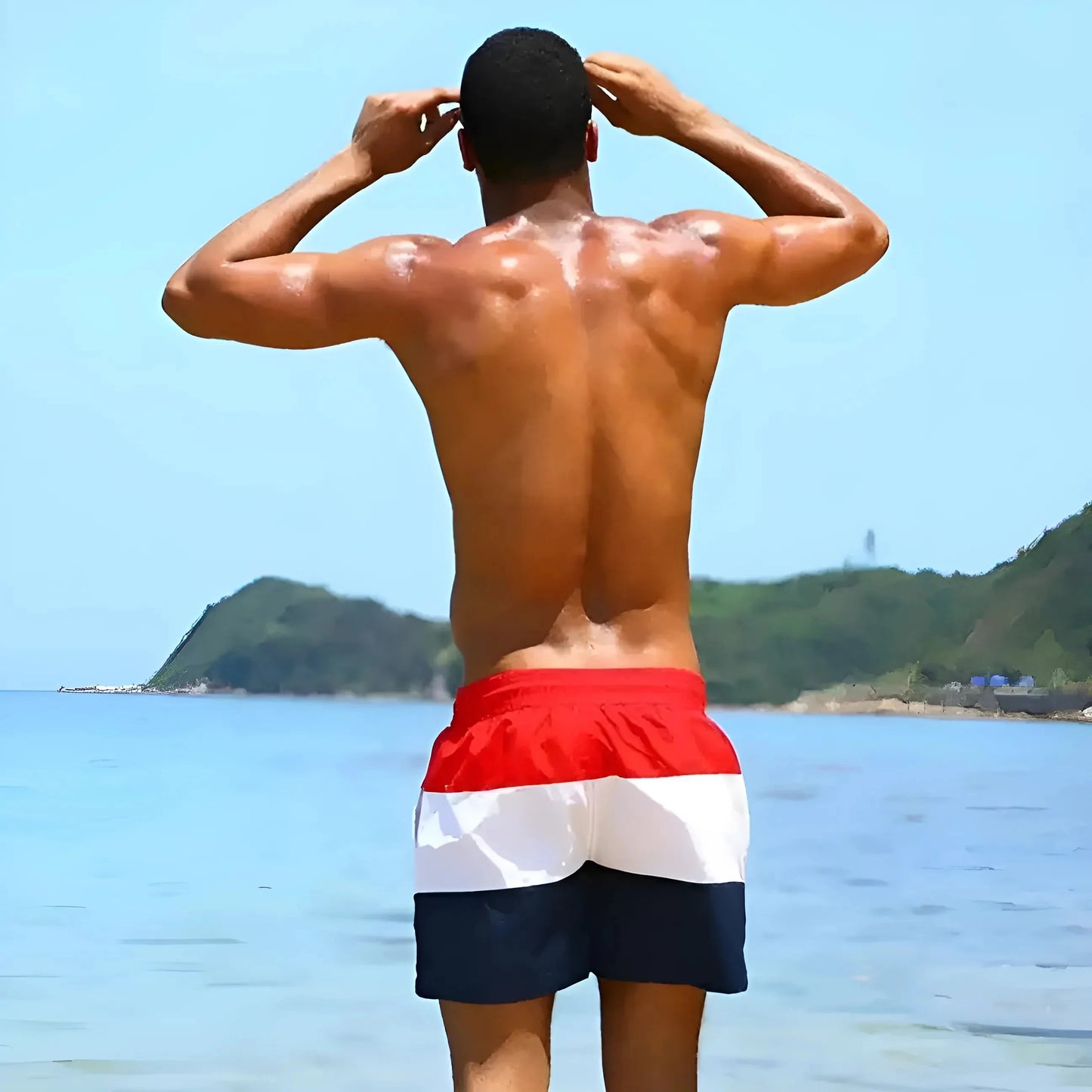Shorts da bagno da uomo a righe larghe