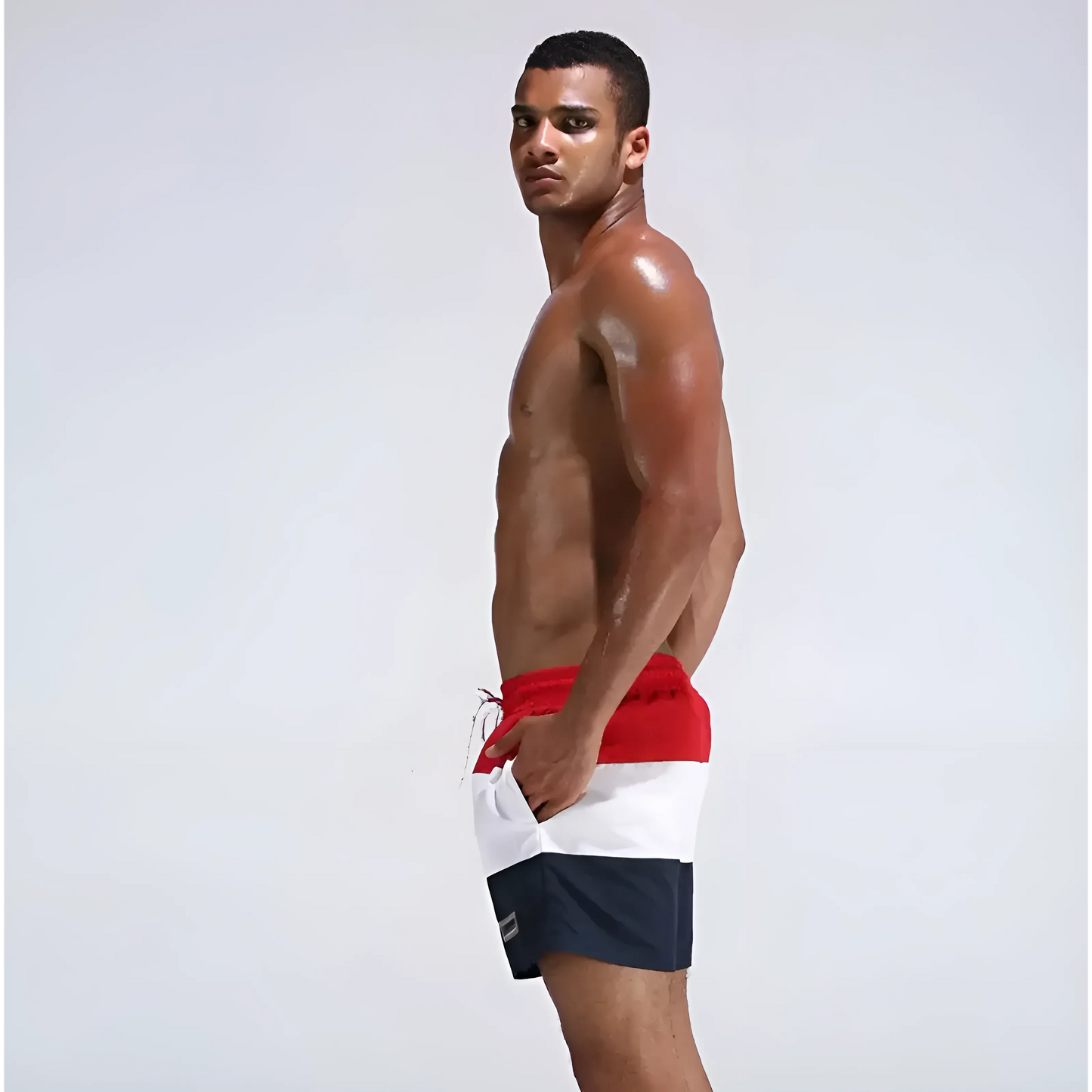 Shorts da bagno da uomo a righe larghe