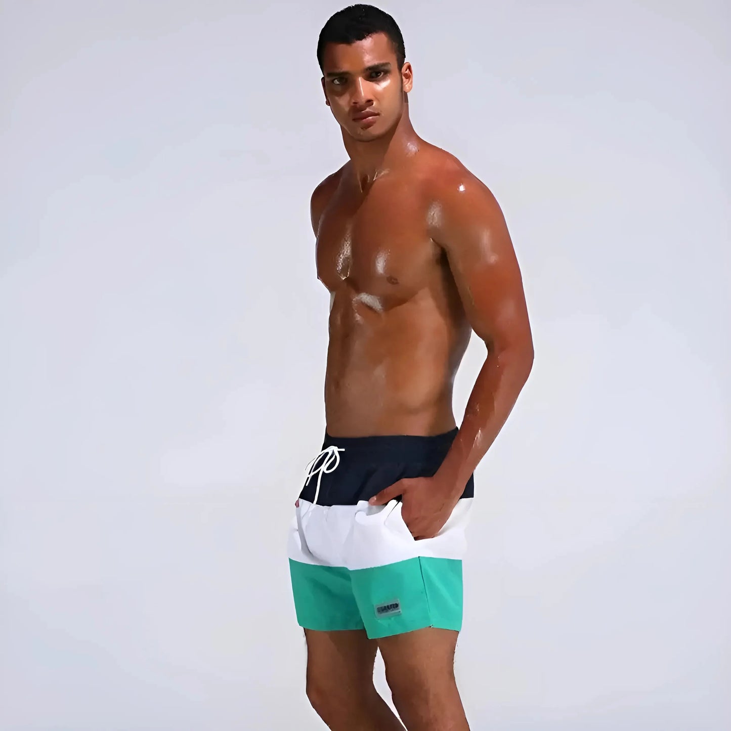 Shorts da bagno da uomo a righe larghe