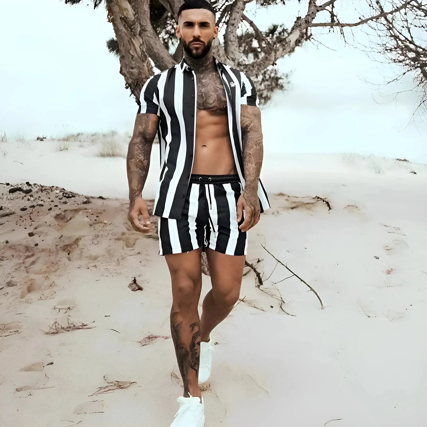 Shorts da bagno da uomo a righe verticali