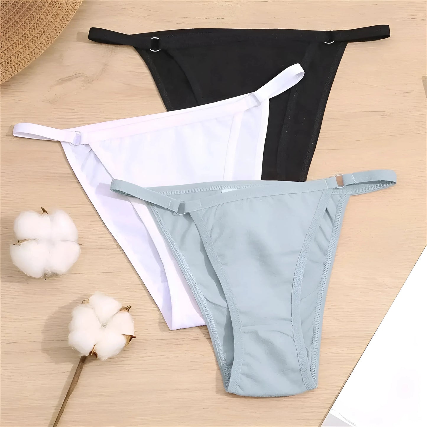 Multicolore 3 Pezzi - Slip da Donna con Cinghie