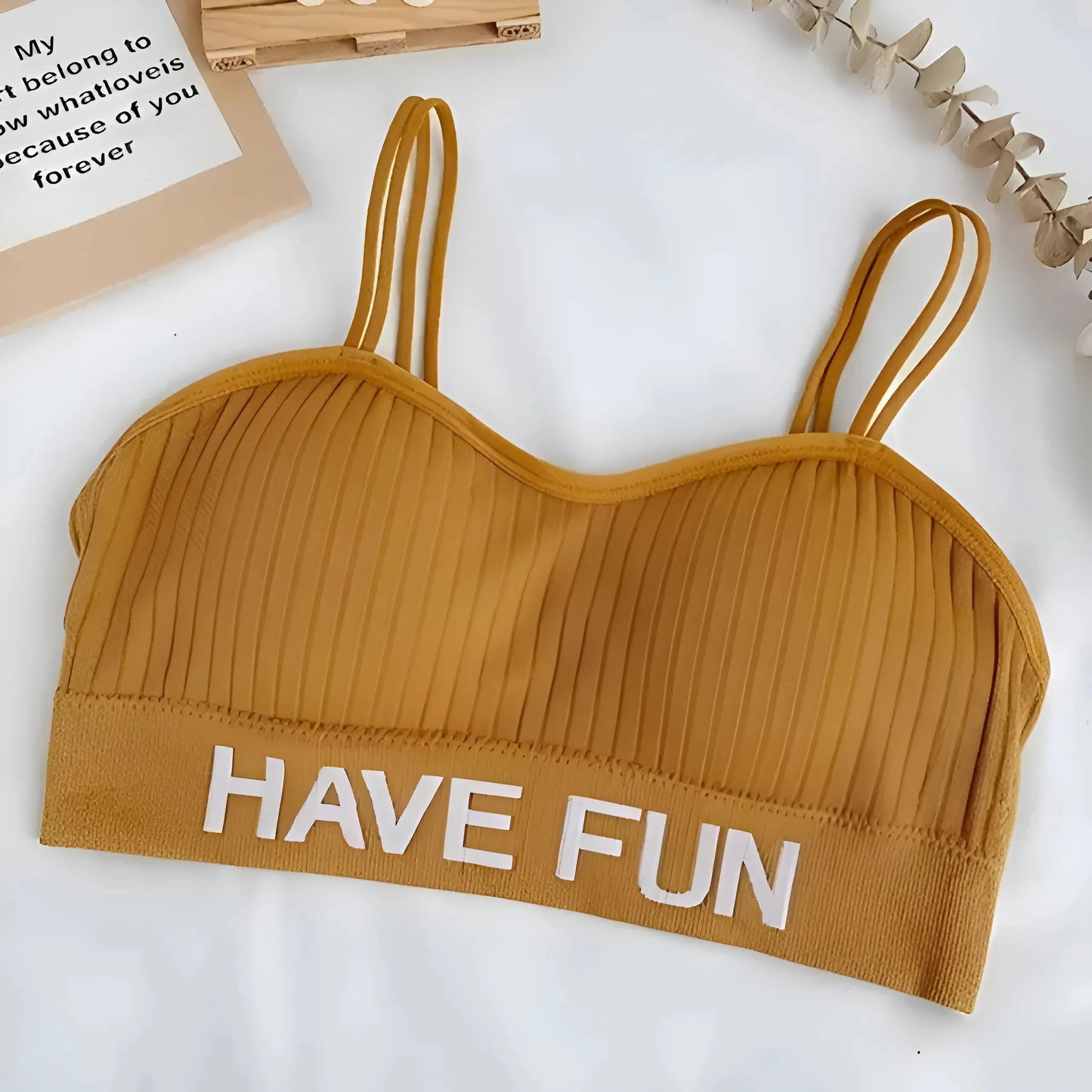Senape Reggiseno Sportivo a Righe