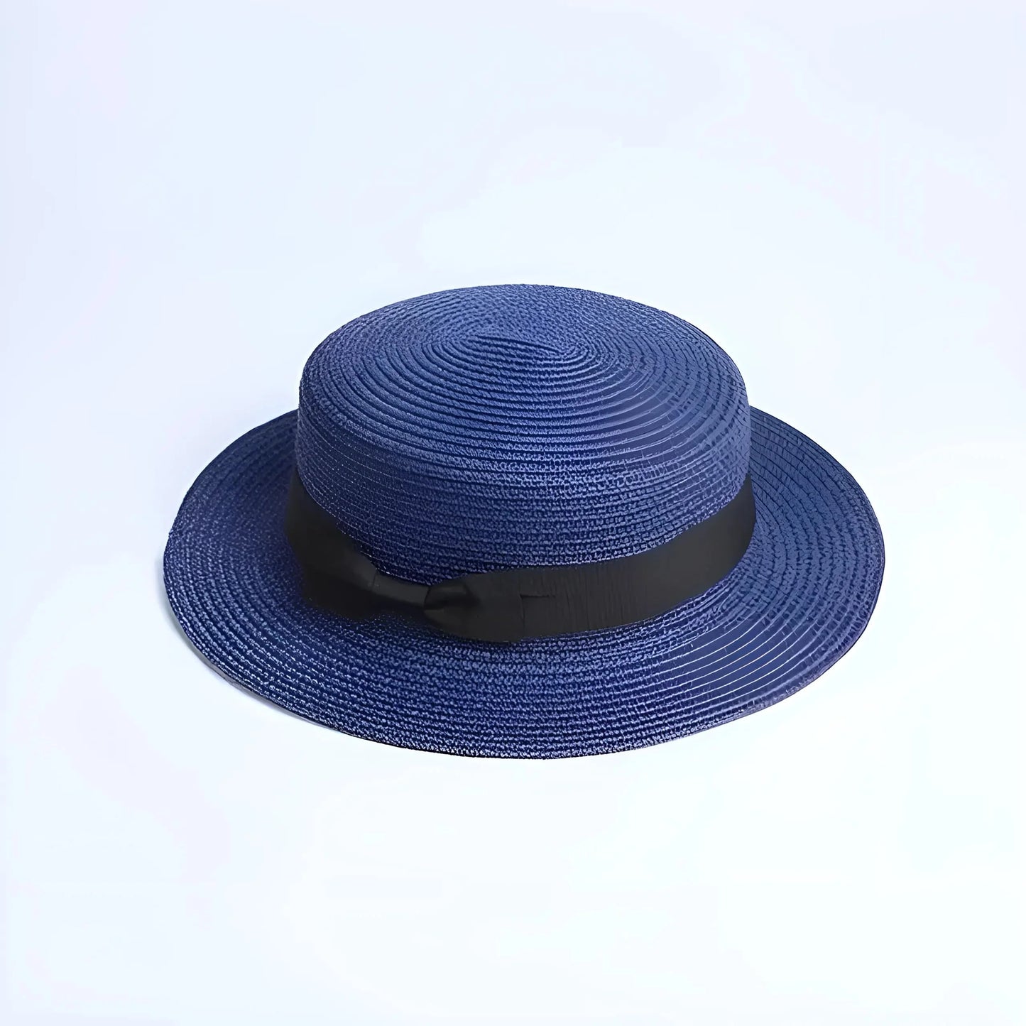 Blu Marino Cappello da spiaggia con nastro nero