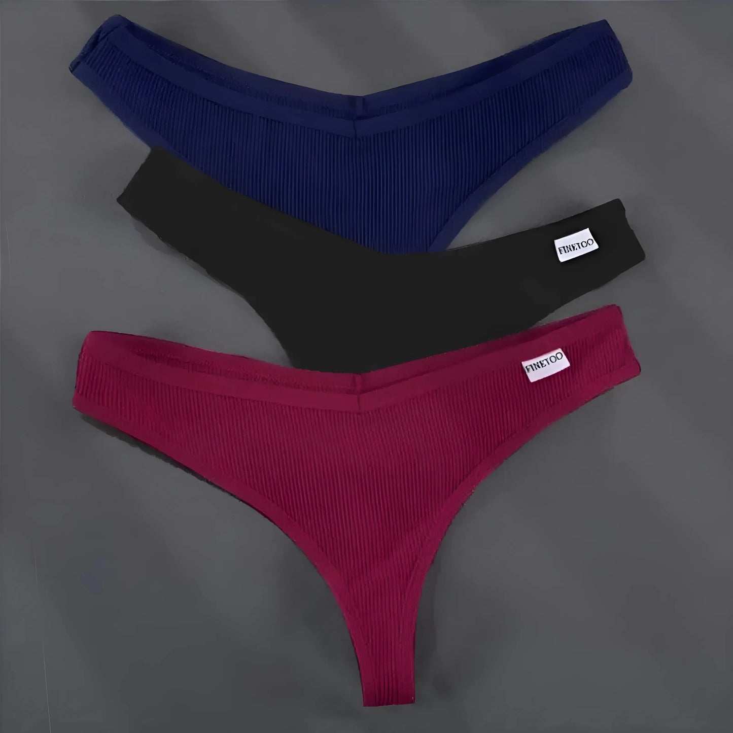 Blu Marino-Nero-Borgogna 3 Pezzi - Comode Perizoma da Donna