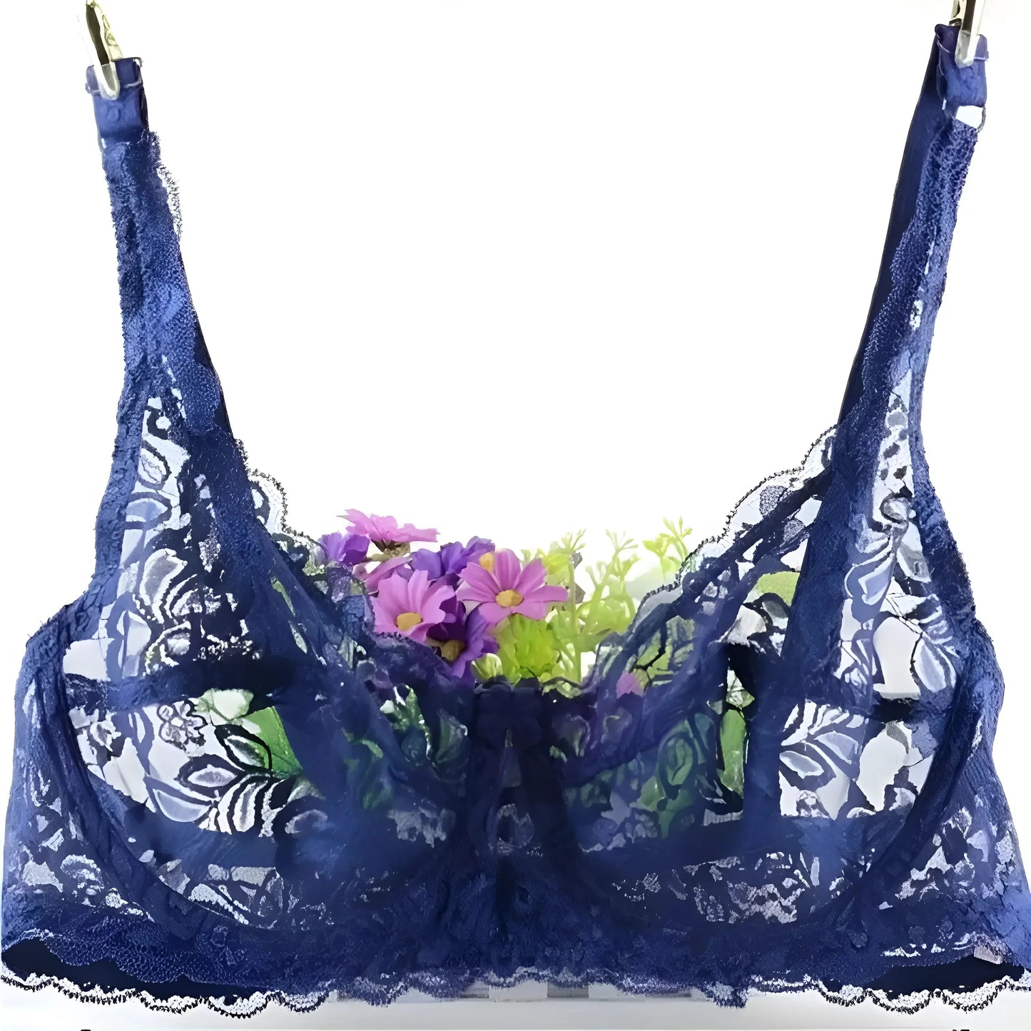 Blu Marino Reggiseno in pizzo classico