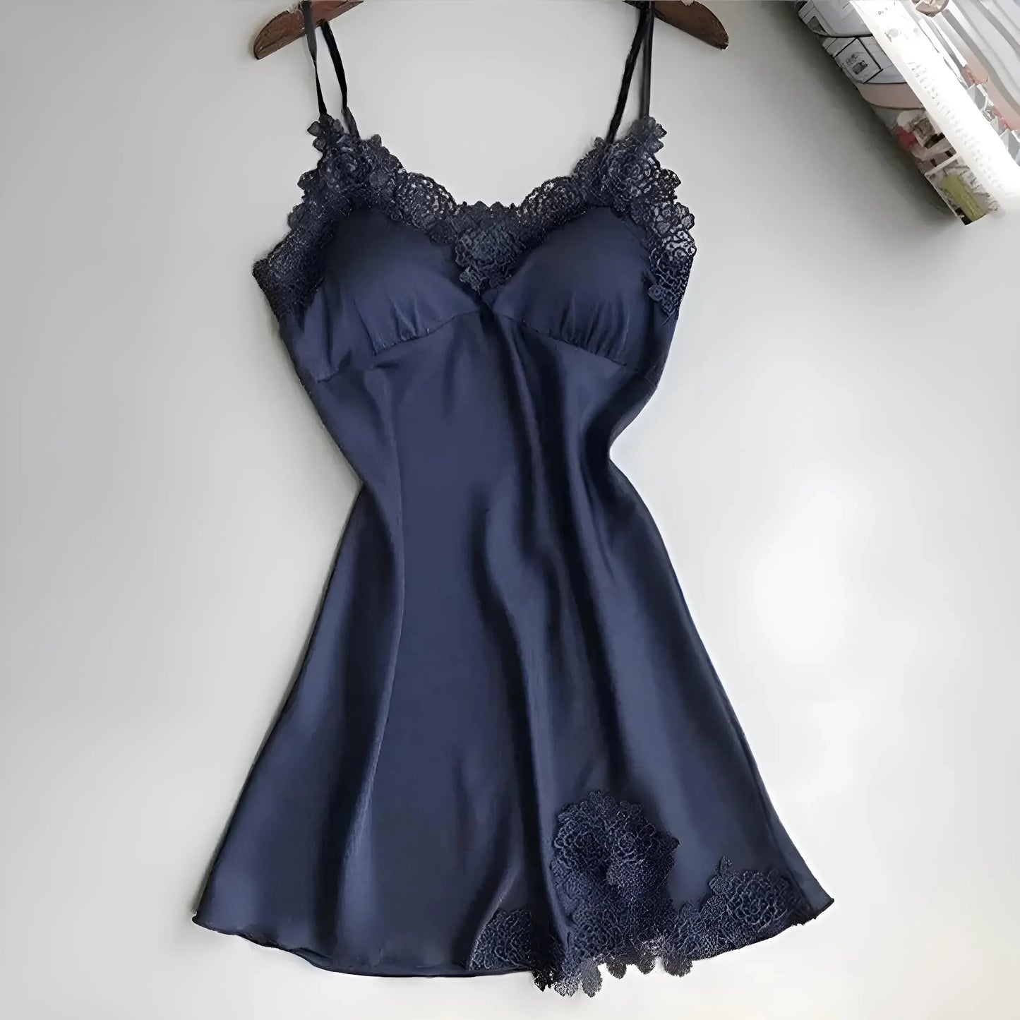 Blu Marino Camicia da notte in pizzo delicato