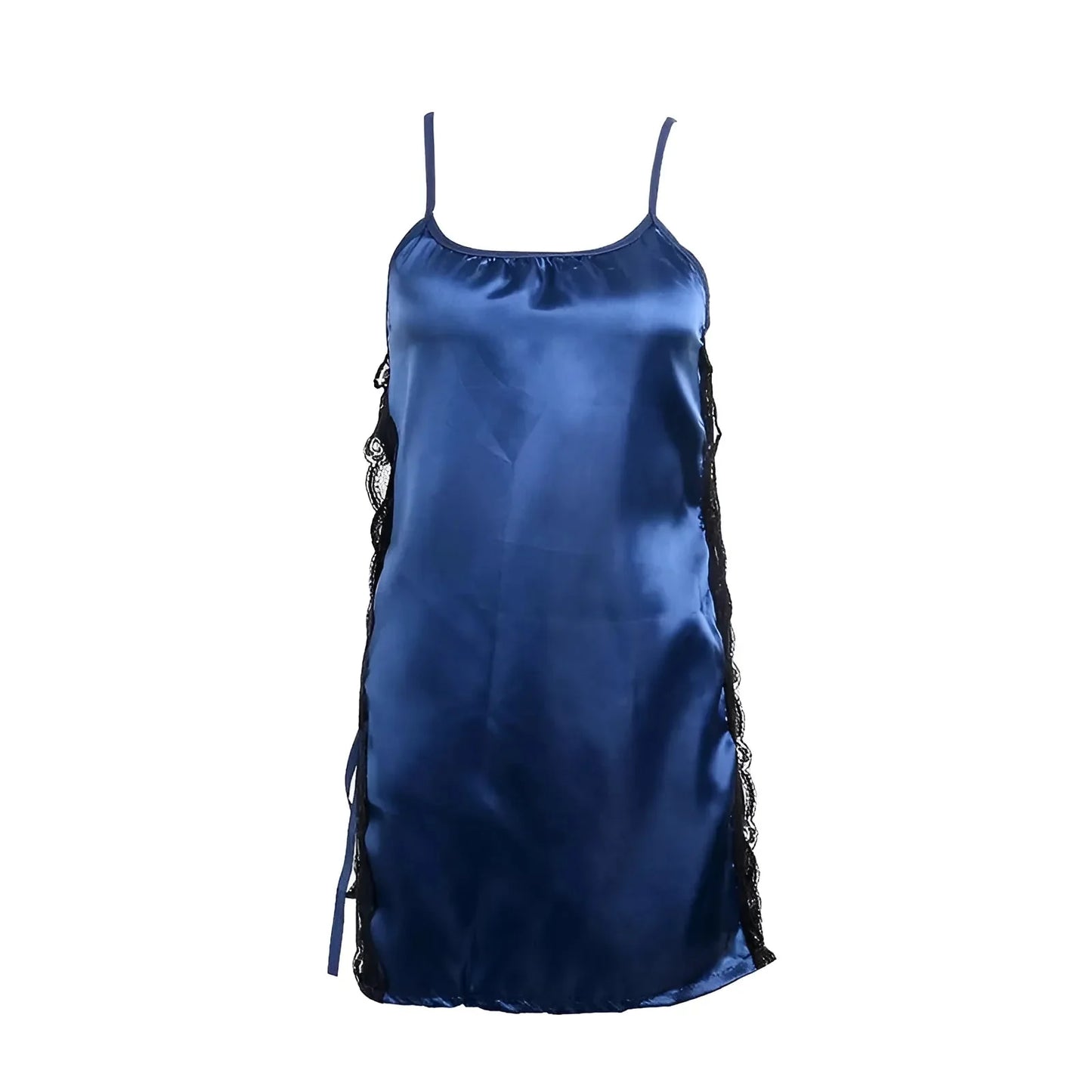 Blu Marino Camicia da notte con profondo spacco