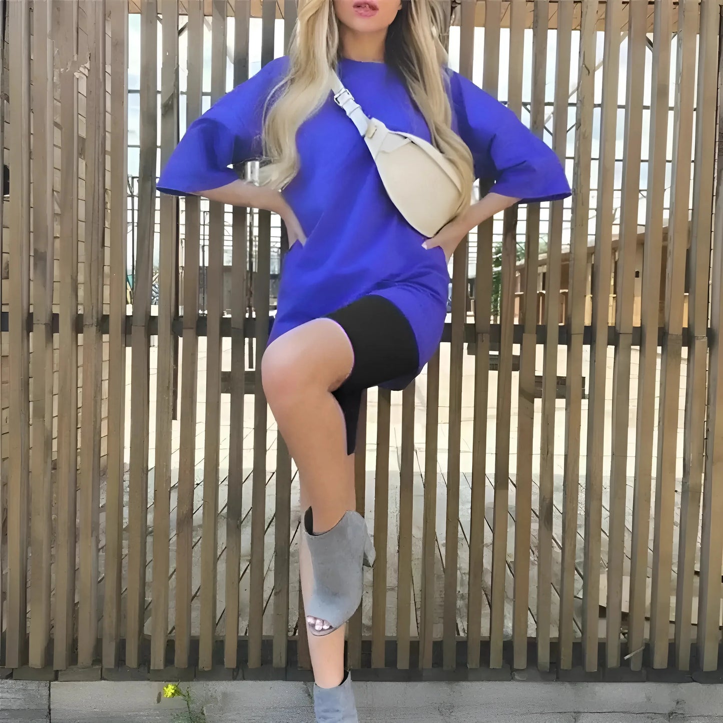 Blu Marino Outfit Sportivo con Cintura