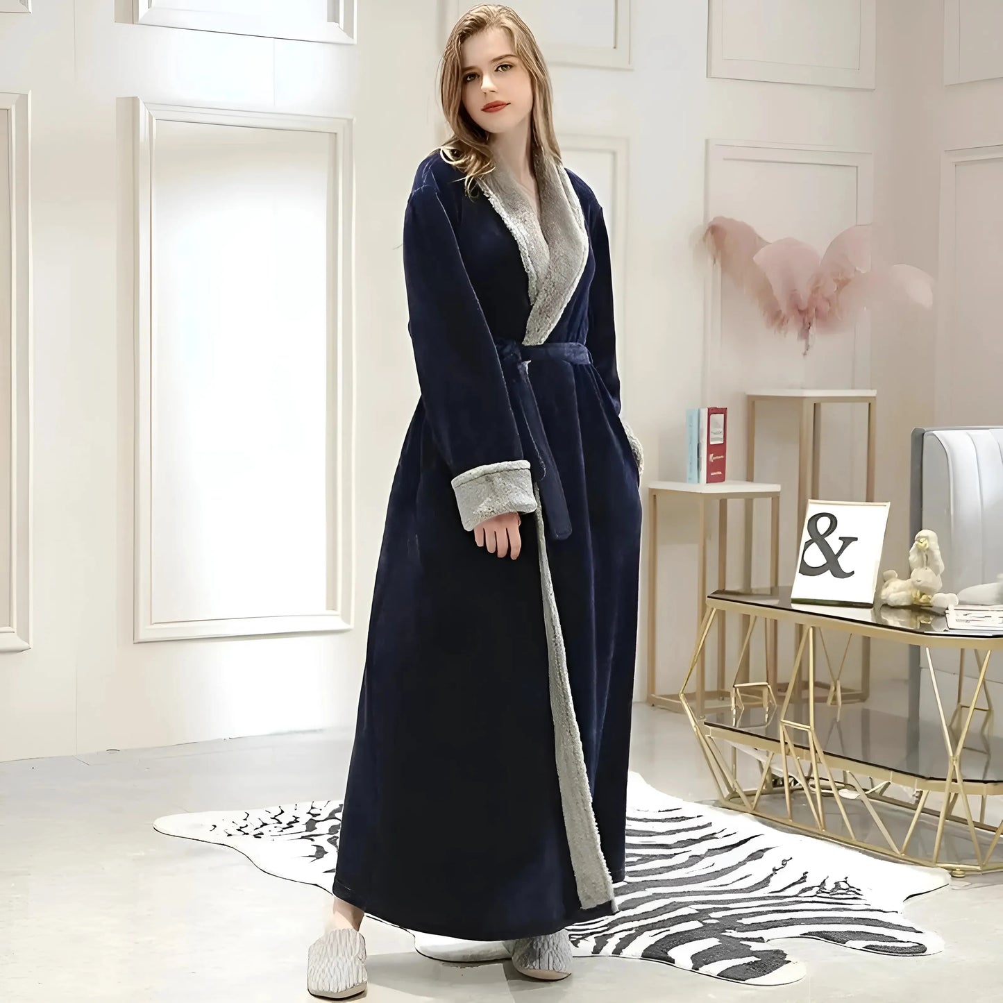 Blu Marino Accappatoio lungo da donna