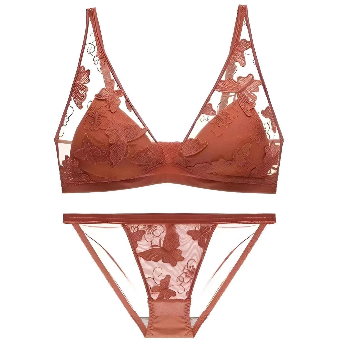 Arancione Set di Lingerie con Pizzo
