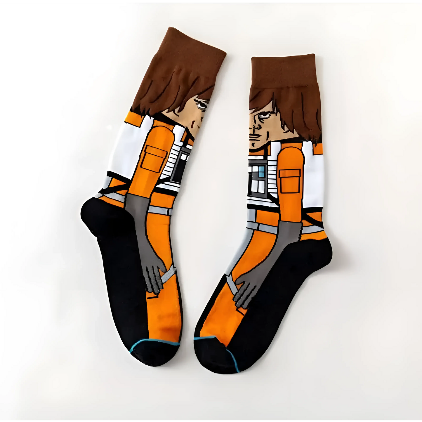 Arancione Calze Lunghe da Uomo con Personaggi di Star Wars