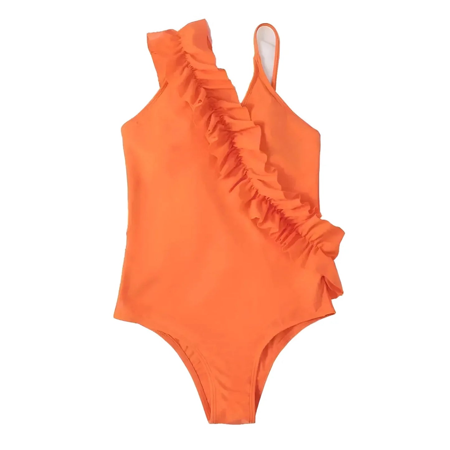 Arancione Costume intero con volant e lacci