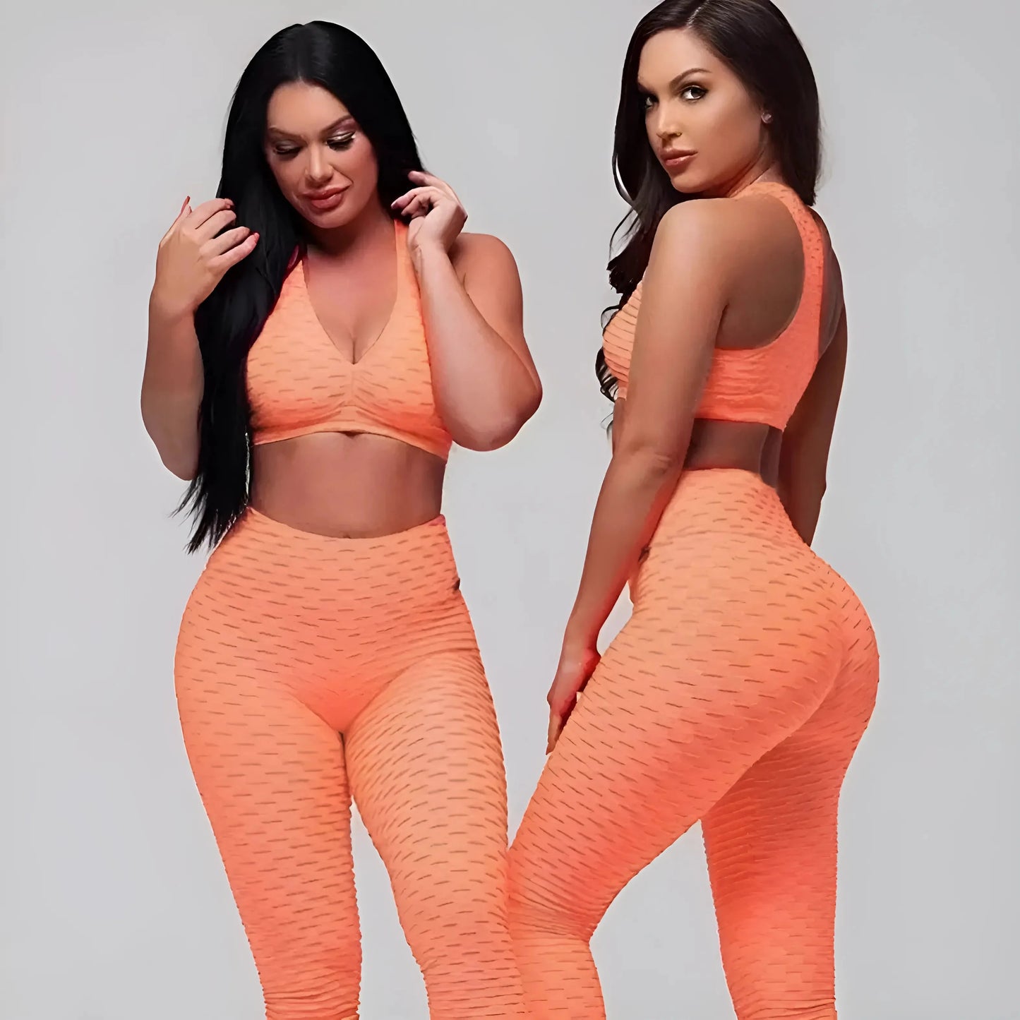 Arancione Set Sportivo con Scollatura a V