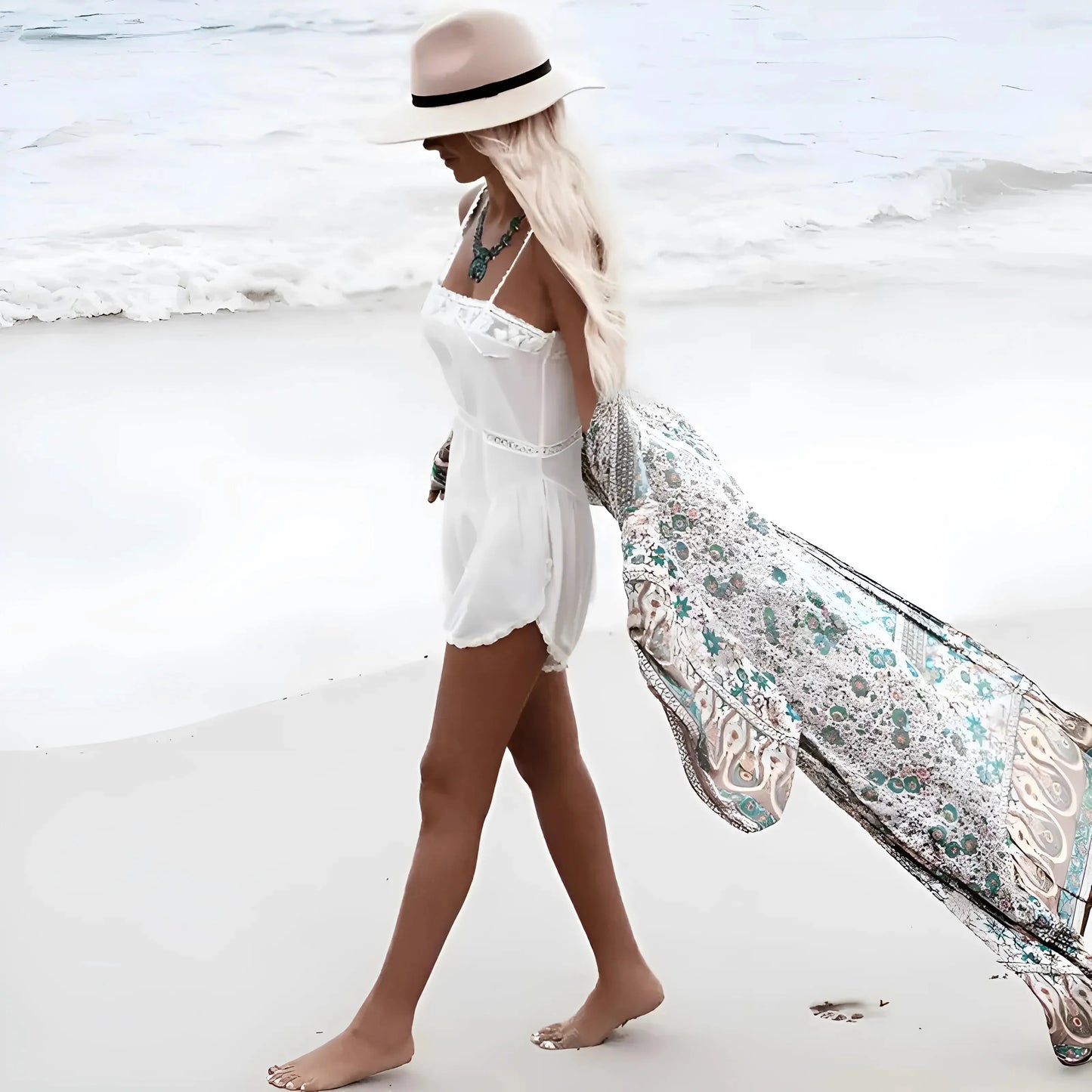 Kimono da spiaggia con motivo