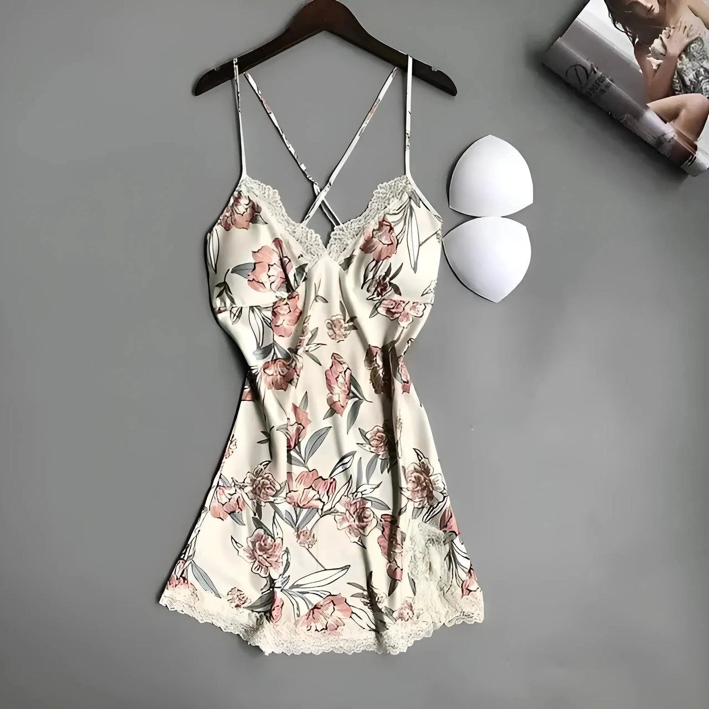 Pesca Vestaglia Notturna con Stampa Floreale