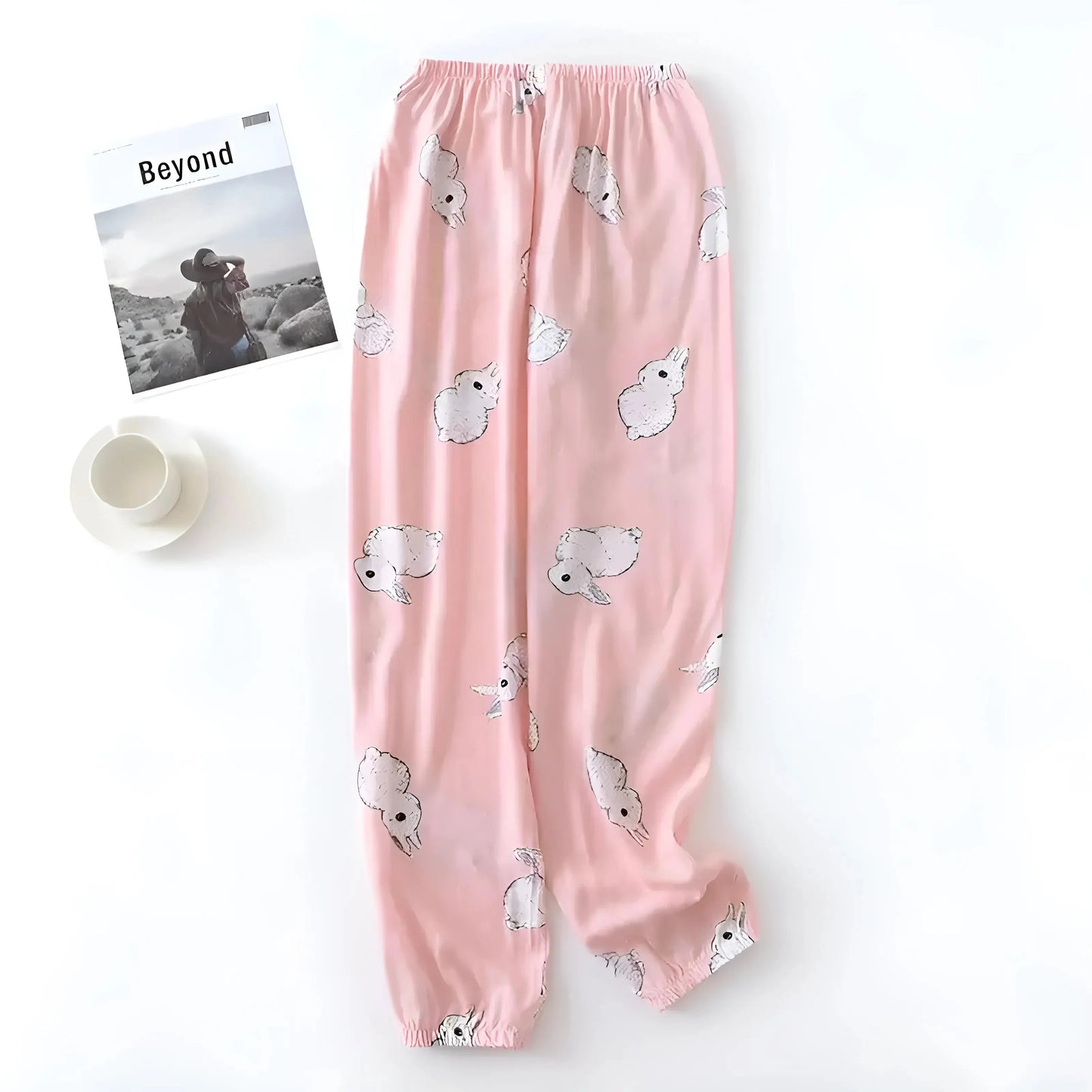 Rosa Pantaloni da pigiama a fantasia colorata