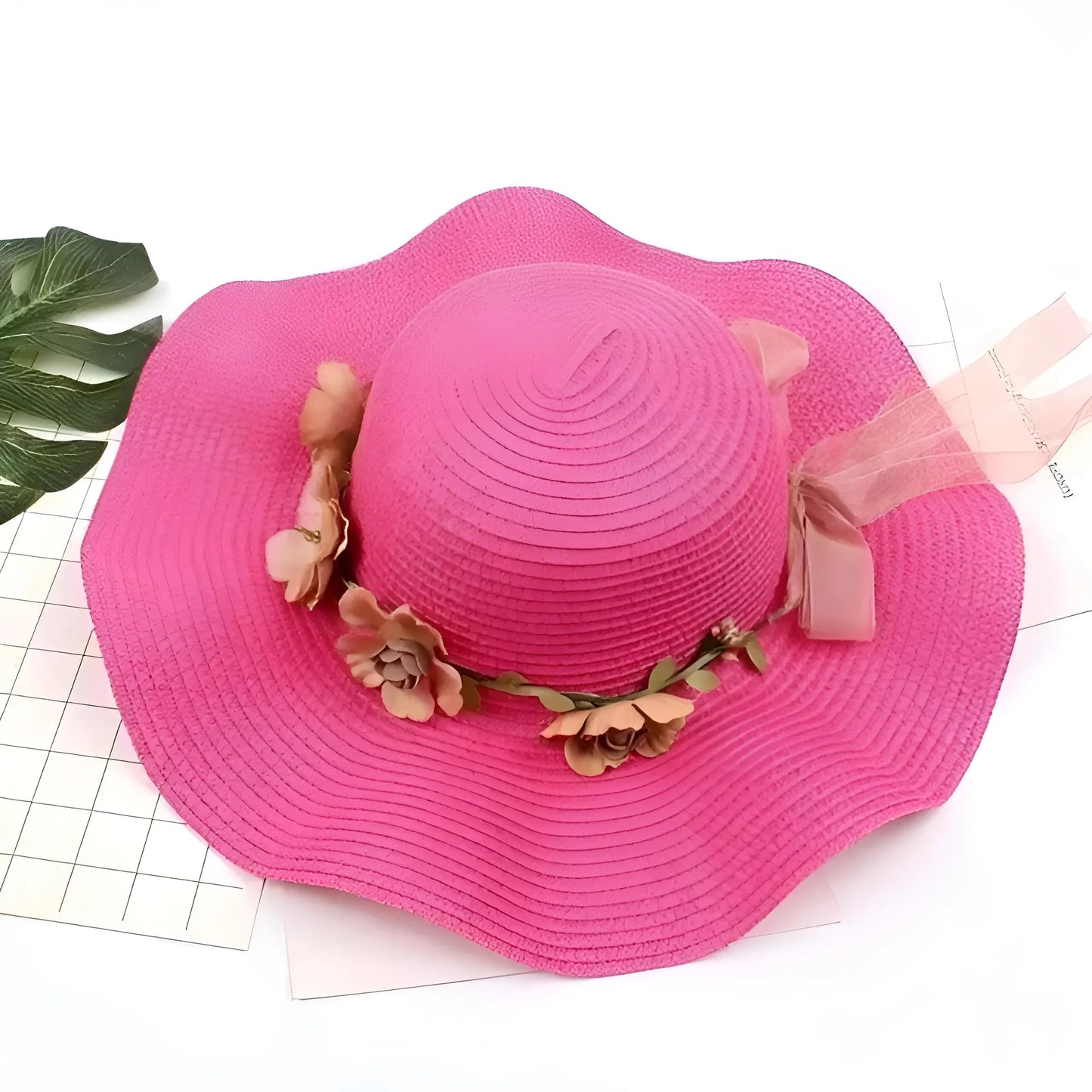 Rosa Cappello da Spiaggia Floreale