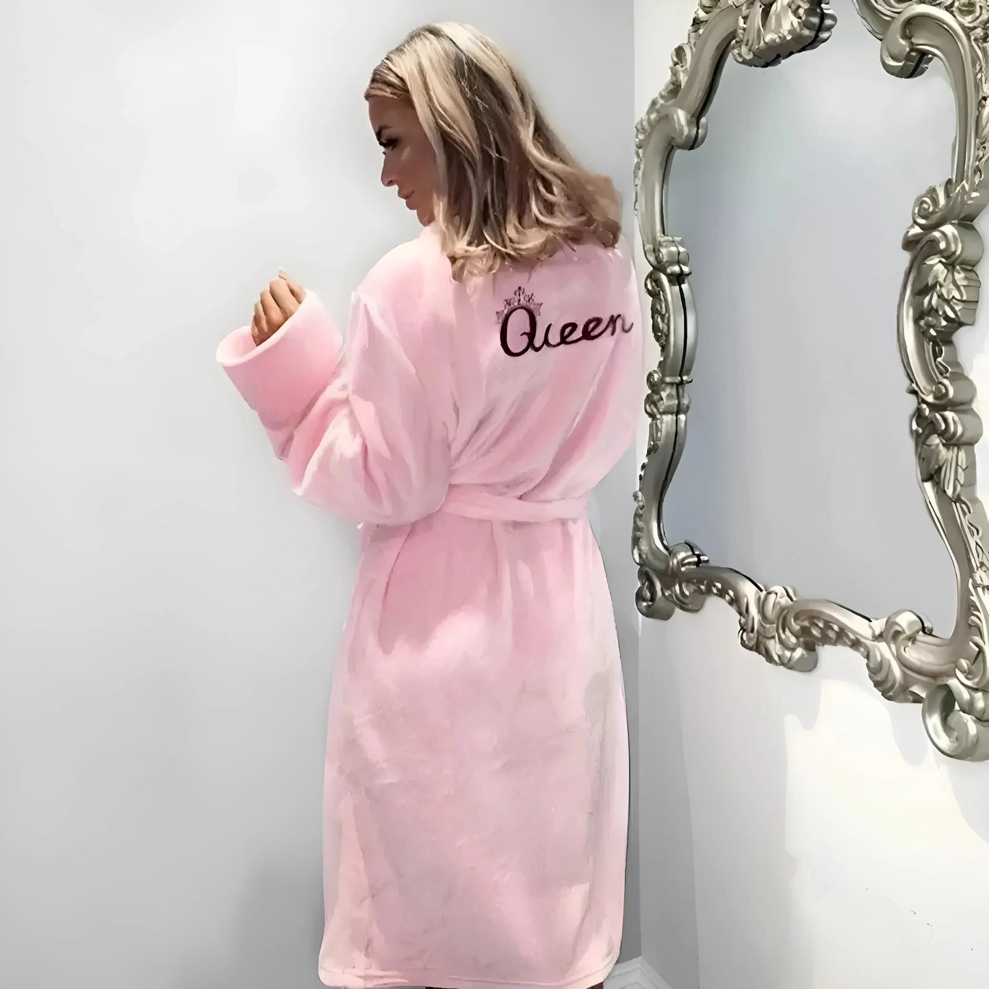 Rosa Accappatoio Fluffy da Donna "Regina"