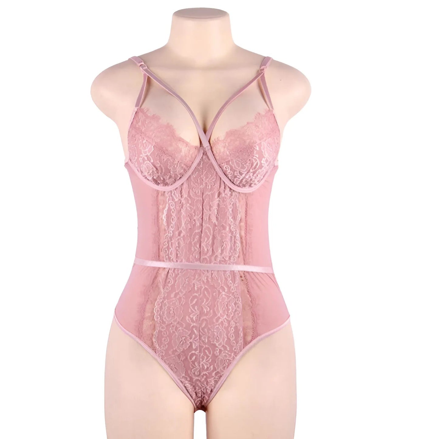 Rosa Body in pizzo con spalline decorative