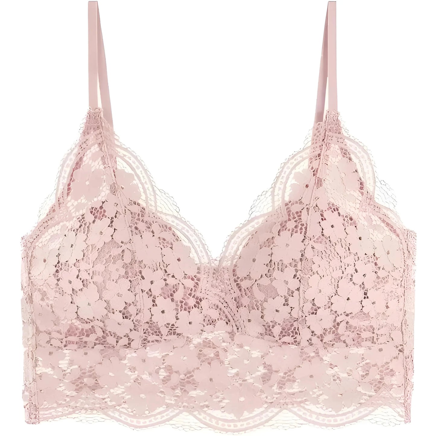 Rosa Bralette in pizzo con spalline sottili