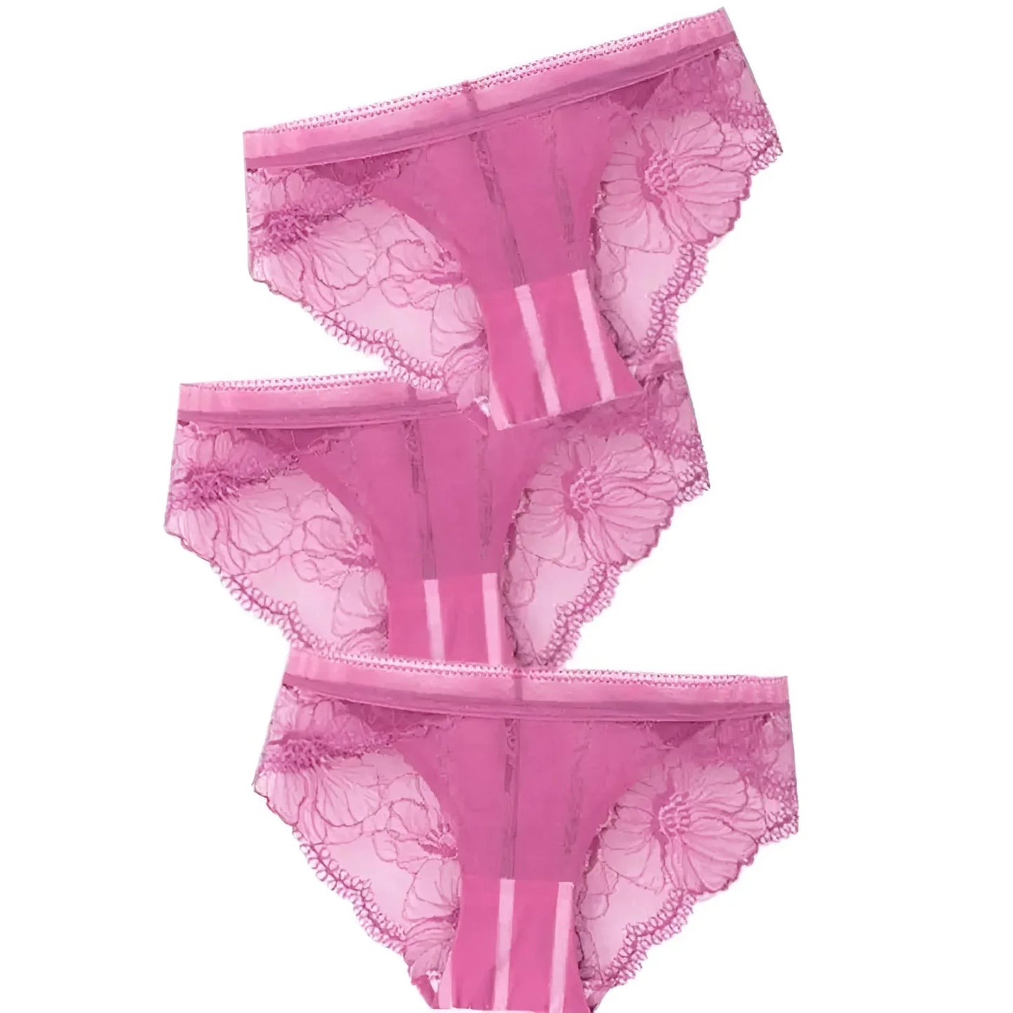 Rosa Slip in pizzo confezione da tre